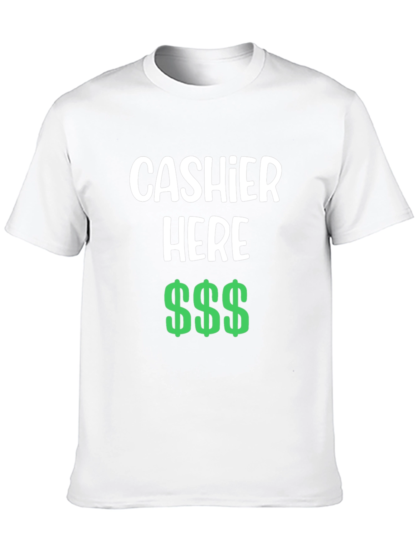 Black Cashier Here Funny T-Shirt - Black Crew Neck Tee view 10