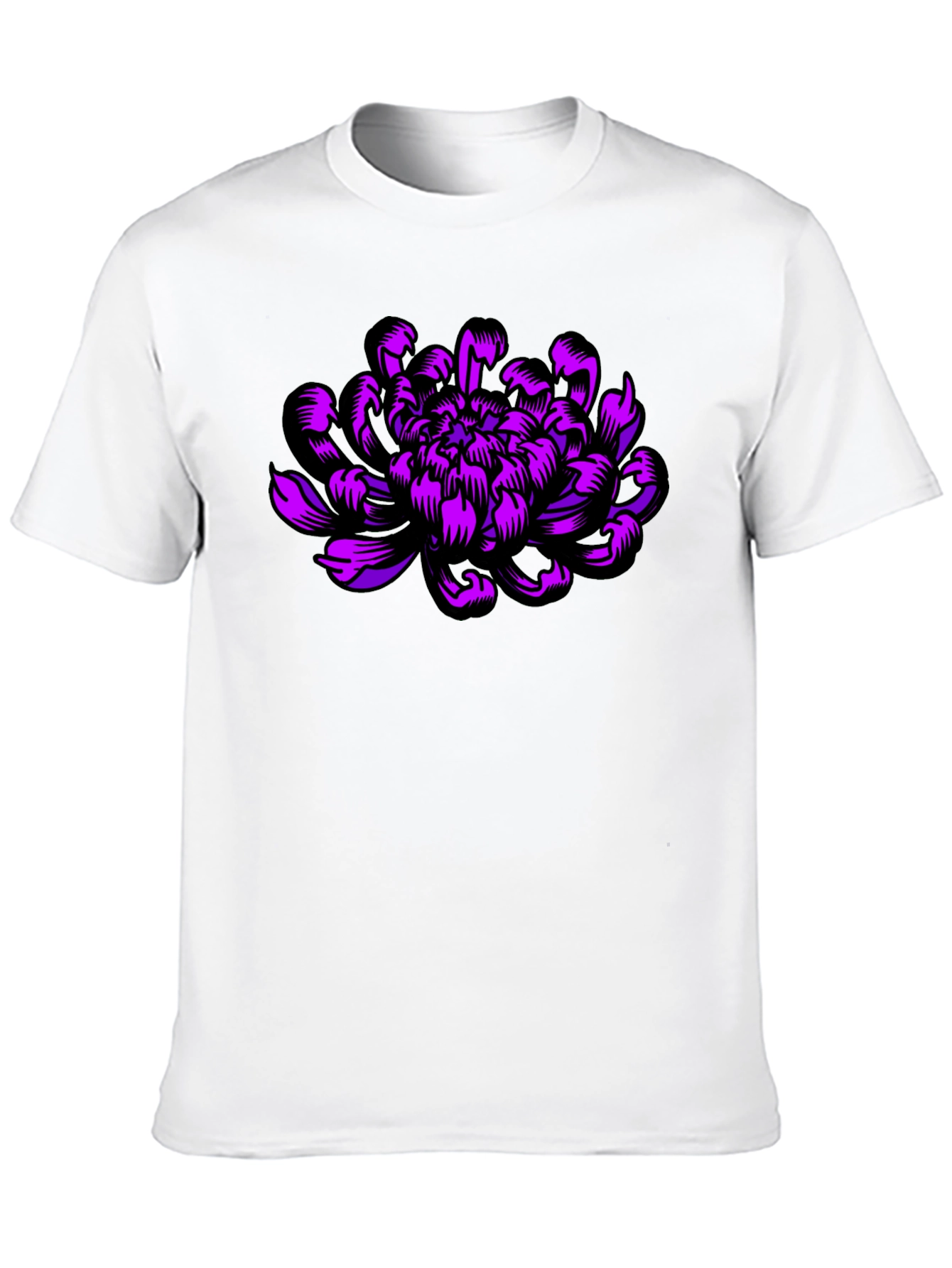 Black Black T-Shirt with Purple Flower Design view 10
