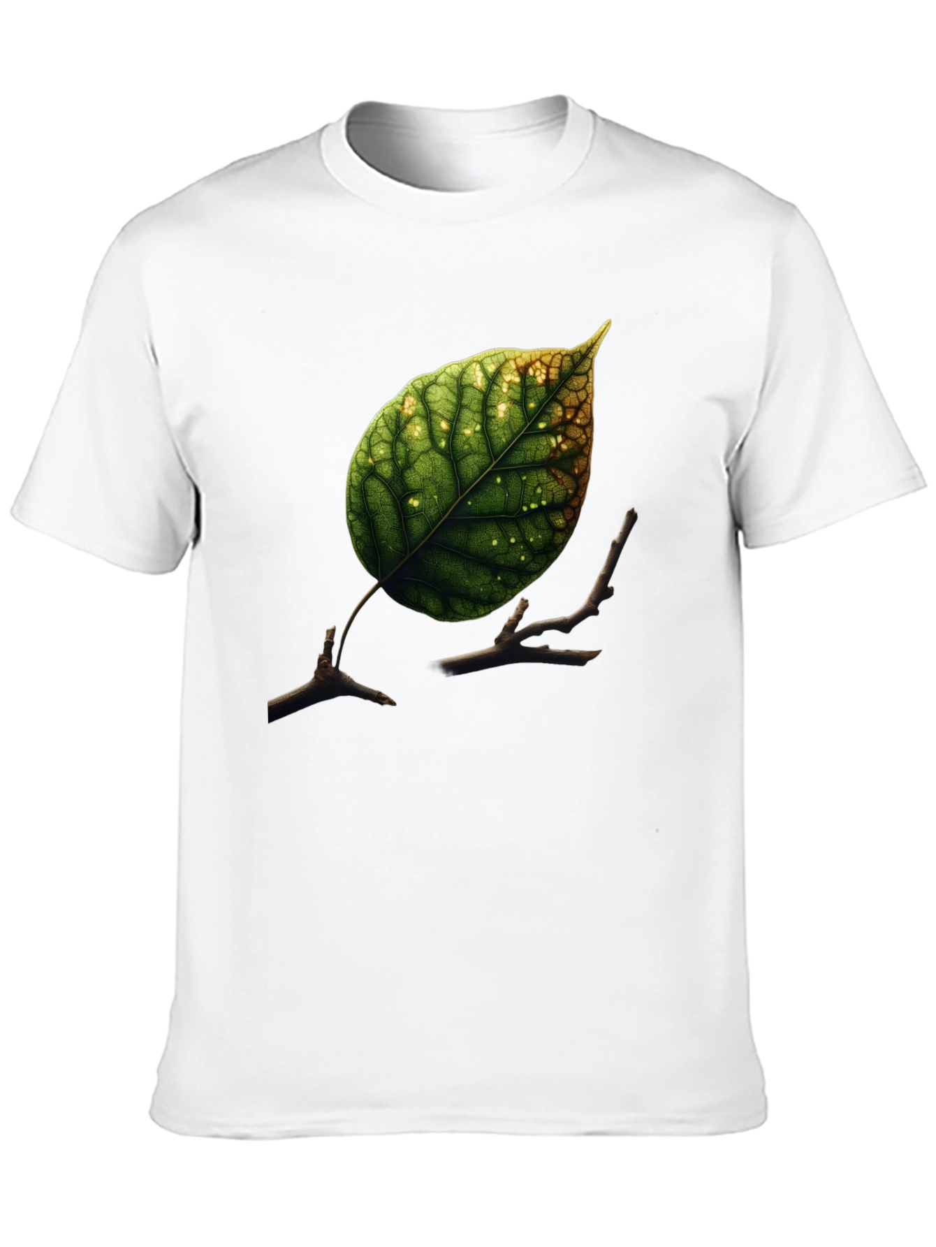 Black Leaf & Twigs Graphic Tee - Nature Inspired Black T-Shirt view 10