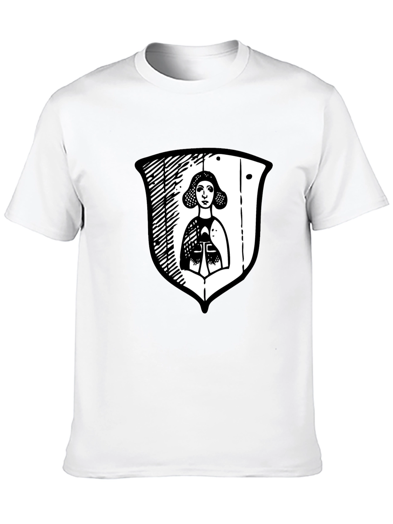 Black Black Graphic Tee with Medieval Lady Shield view 10
