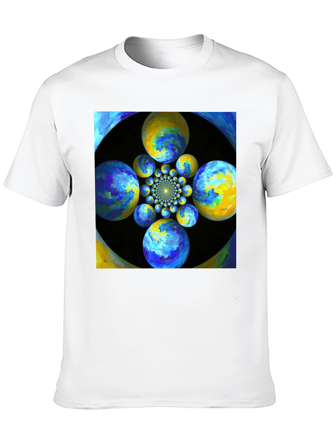 Black Abstract Fractal Sphere Graphic T-Shirt view 10
