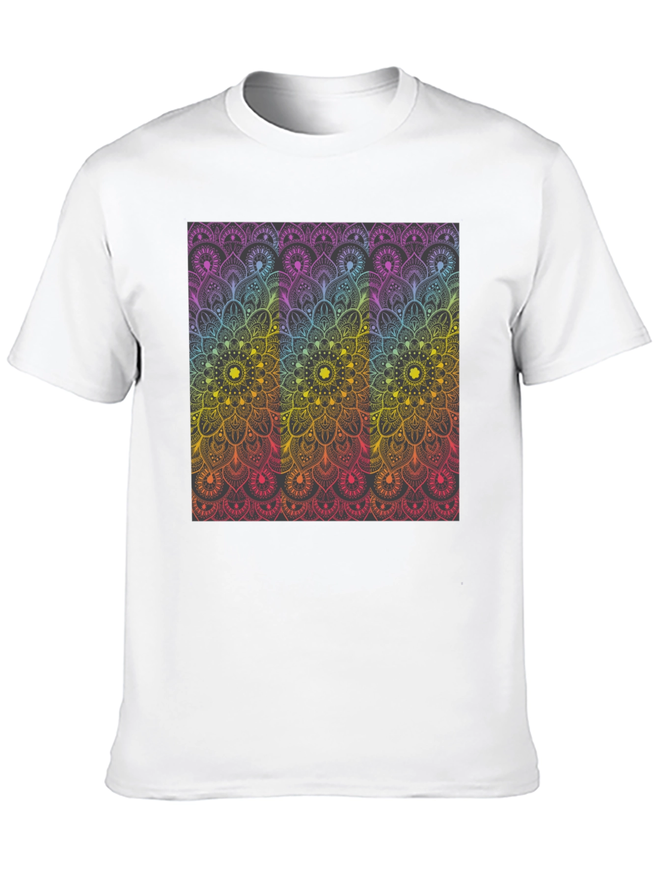 Black Colorful Mandala Graphic Print Black T-Shirt view 10