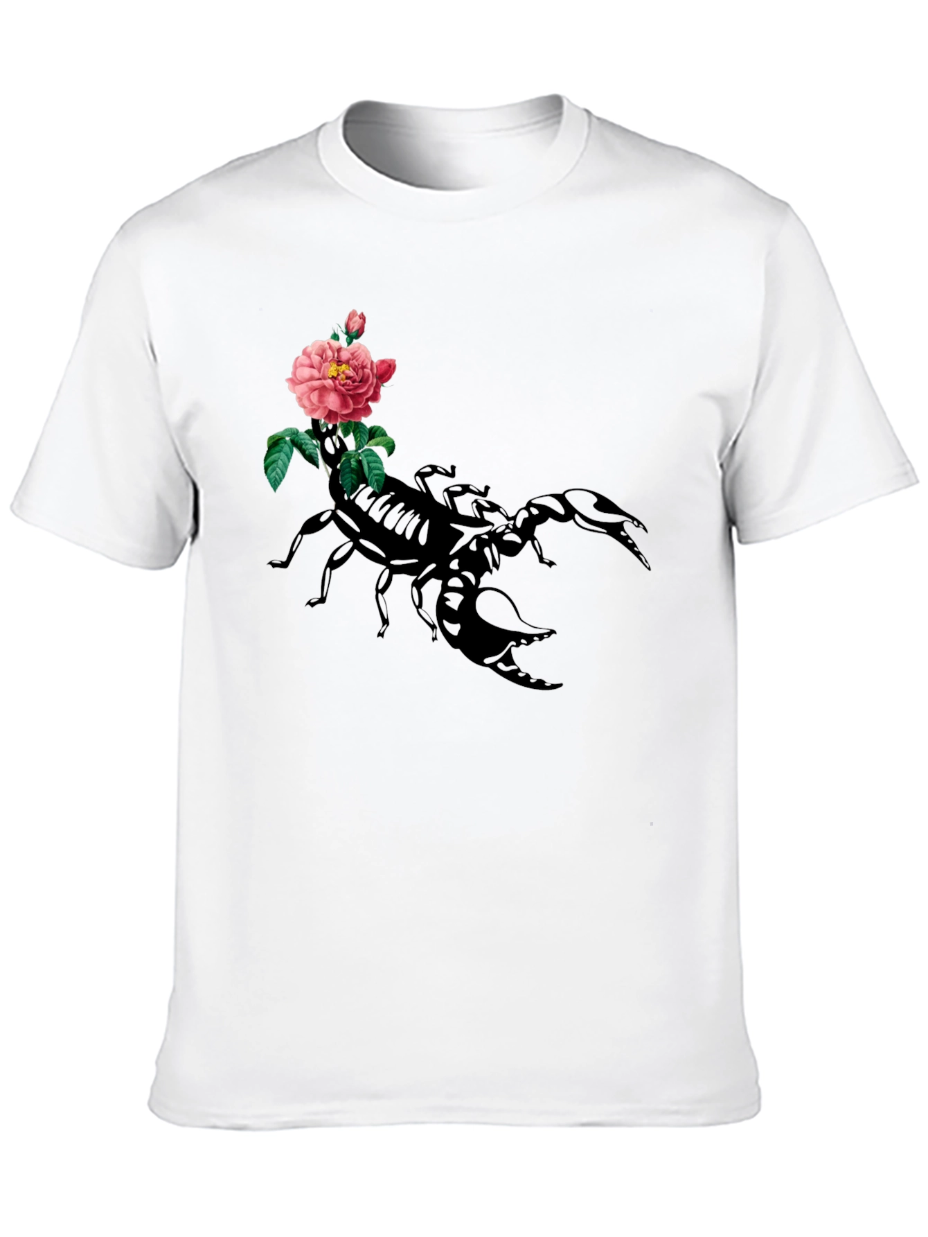 Black Scorpion & Rose Graphic Tee - Men's Black Cotton T-Shirt view 10