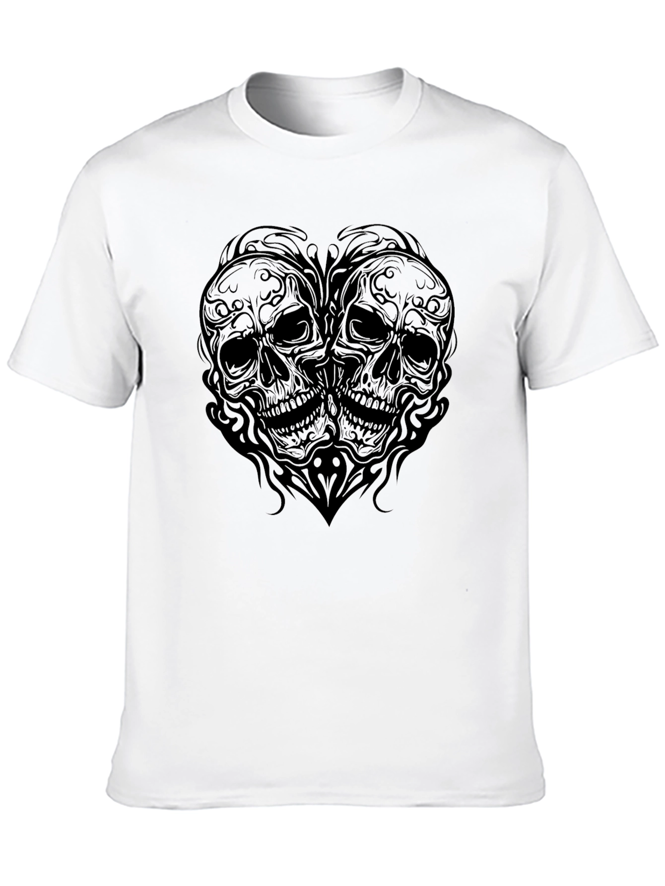 Black Skull Heart Graphic Tee - Gothic Style Black T-Shirt view 10