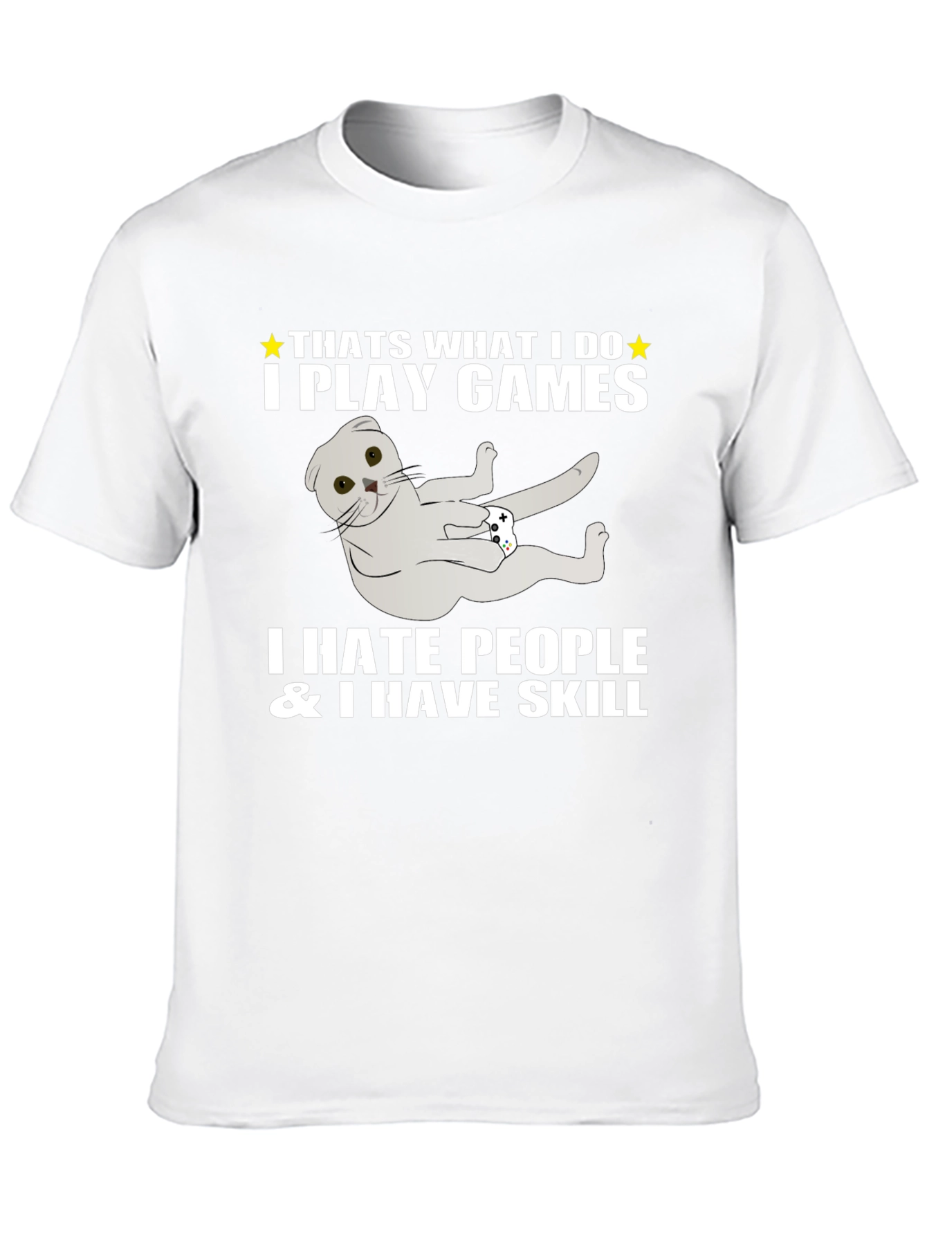 Black Gamer Cat T-Shirt - I Play Games & I Have Skill view 10