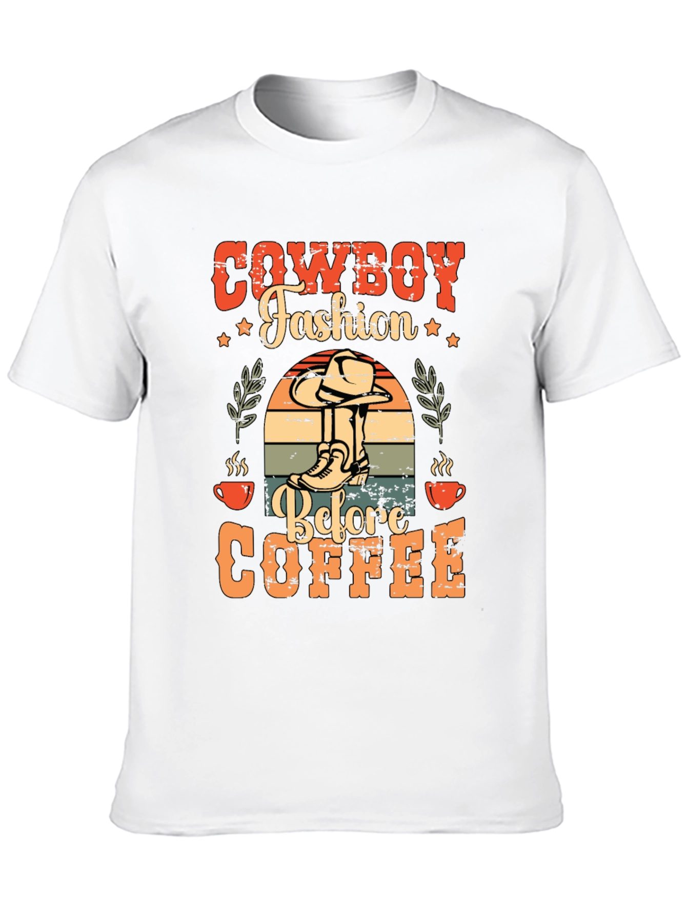 Black Cowboy Fashion Before Coffee Graphic T-Shirt view 10