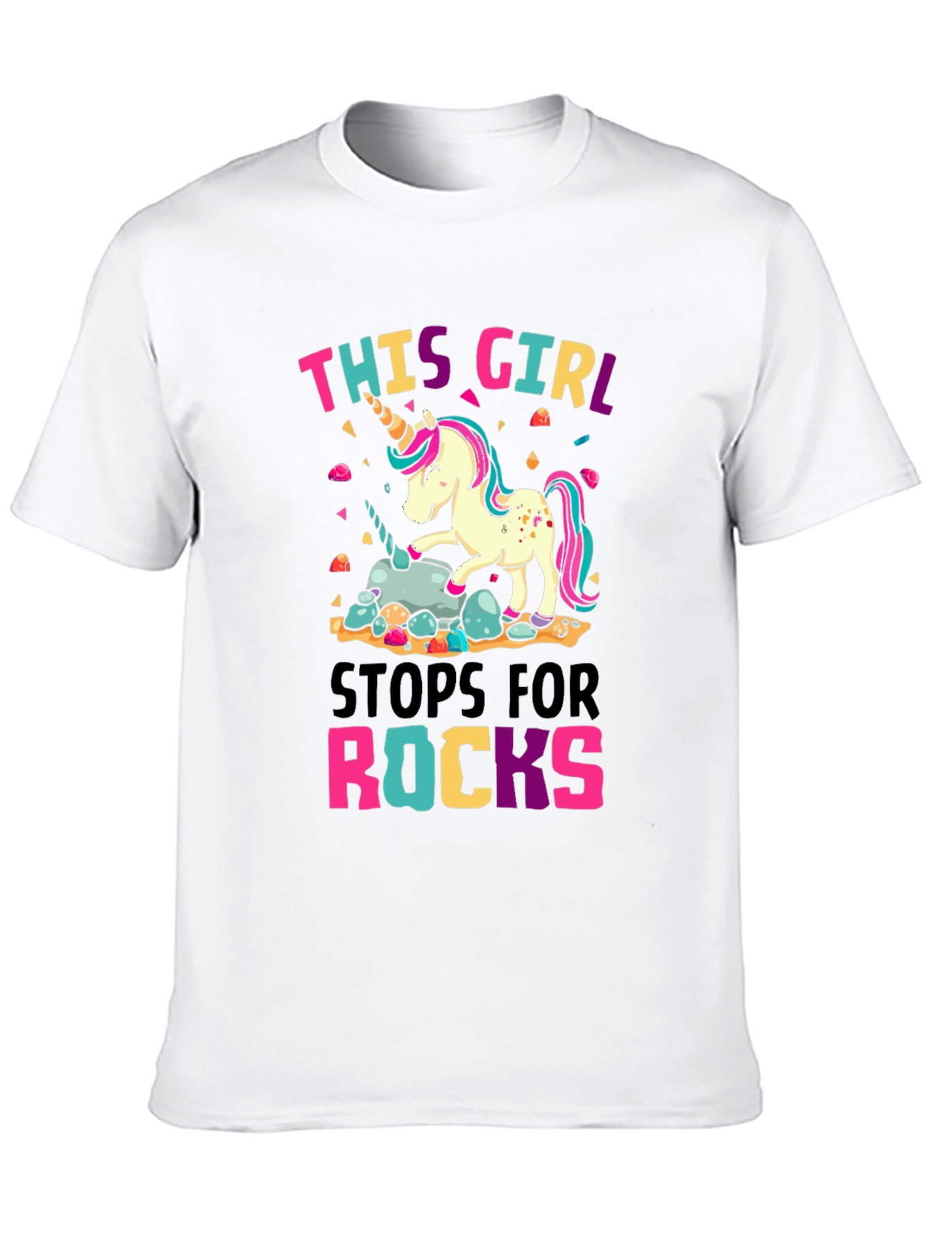 Black Unicorn Rocks T-Shirt: This Girl Stops for Rocks view 10