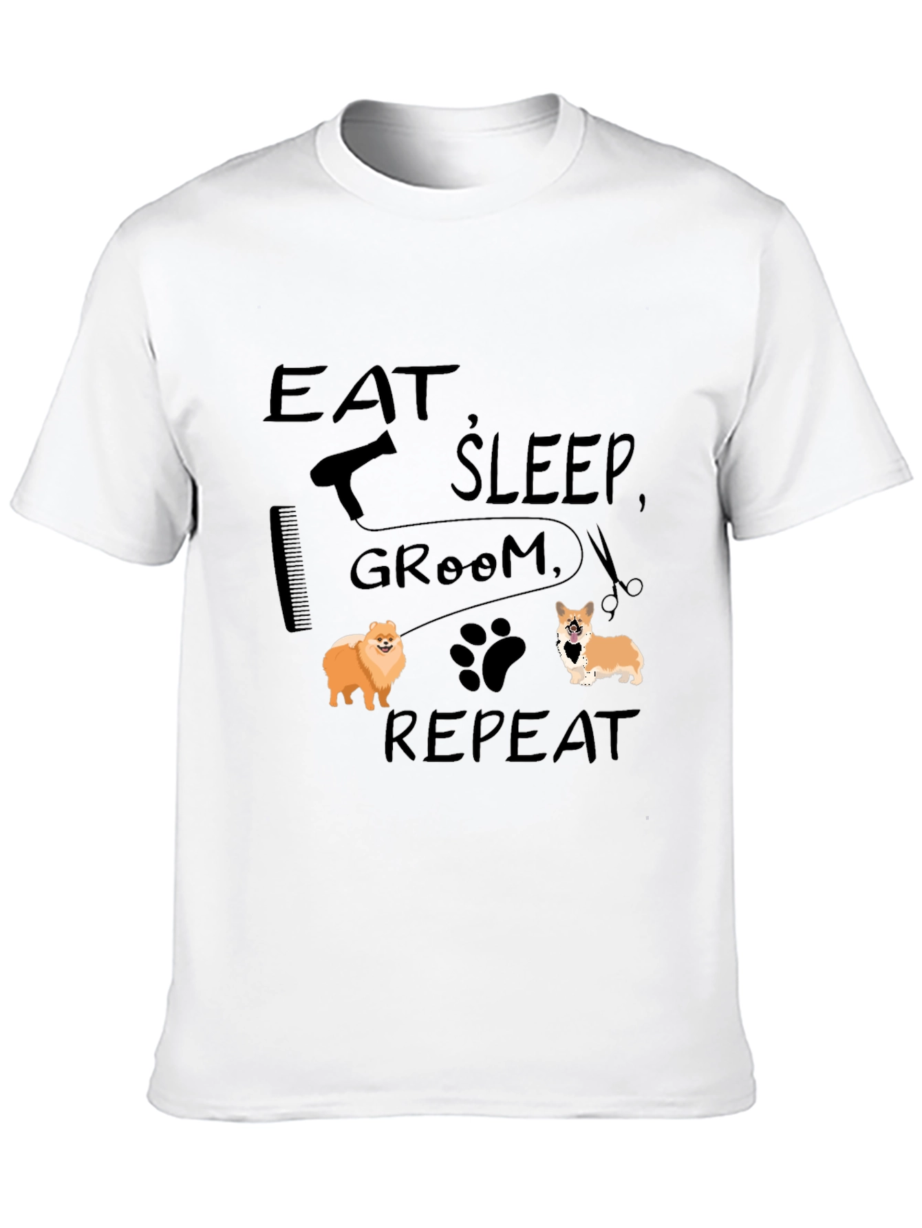 Black Eat Sleep Groom Repeat Dog Lover T-Shirt view 10