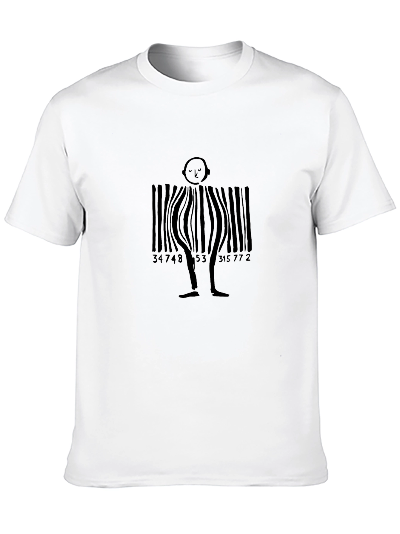 Black Barcode Man Graphic Tee - Unique Black T-Shirt view 10