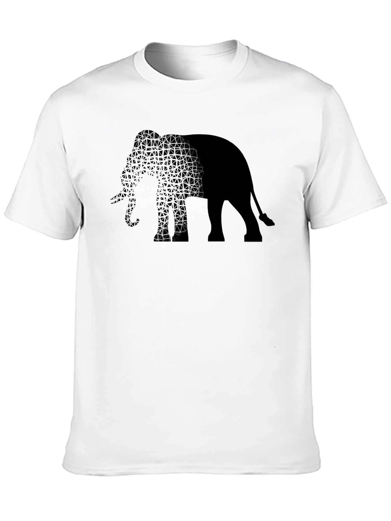Black Elephant Print Men's T-Shirt - Stylish Black Tee view 10