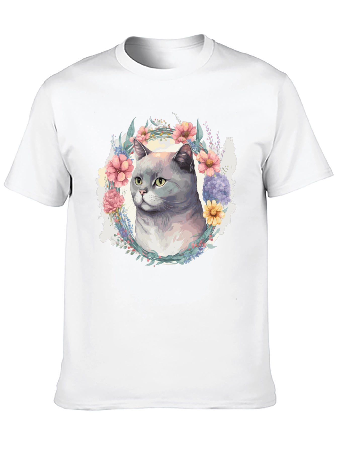 Black Floral Cat T-Shirt - Soft Cotton Blend view 10