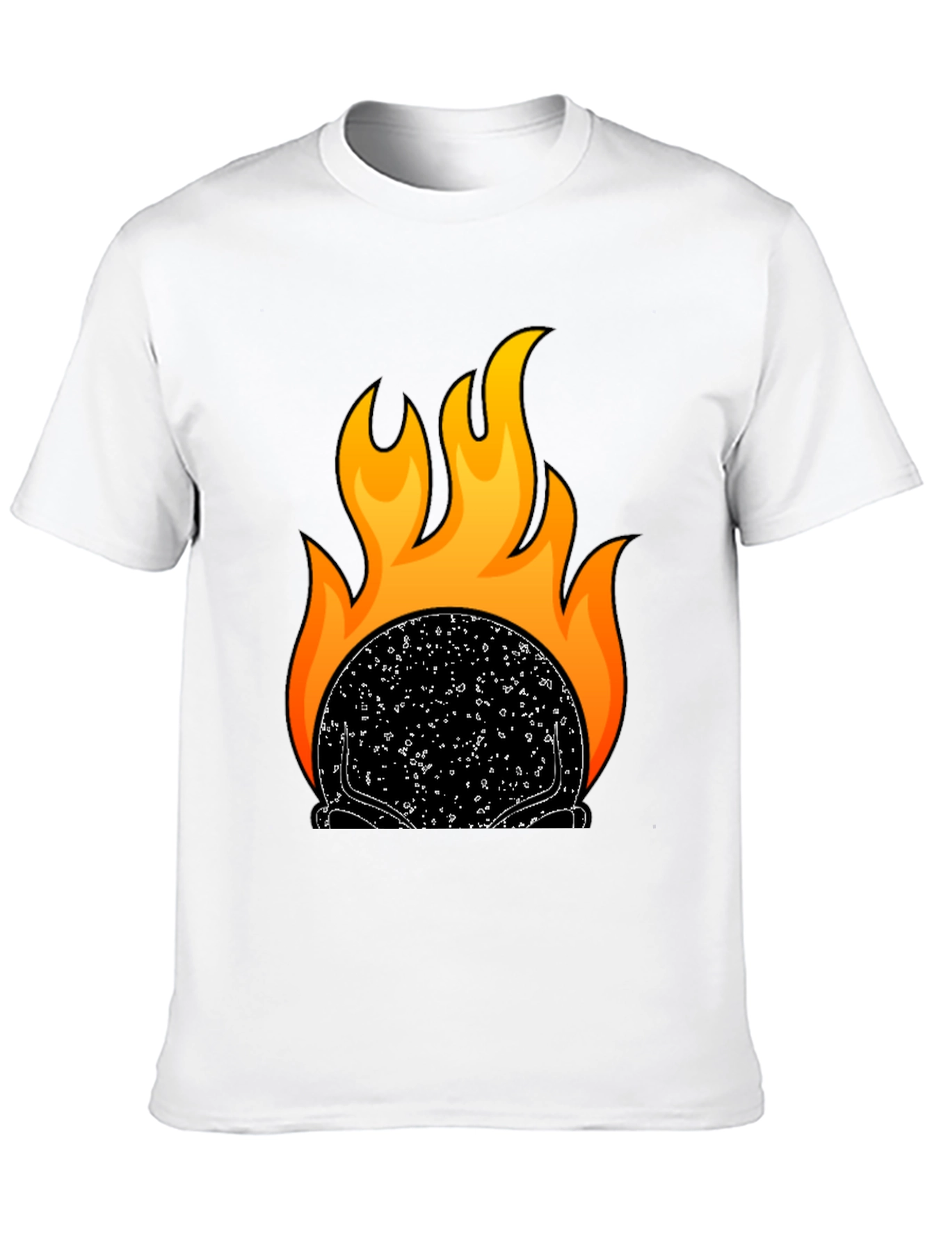 Black Flaming Skull Graphic T-Shirt - Black view 10