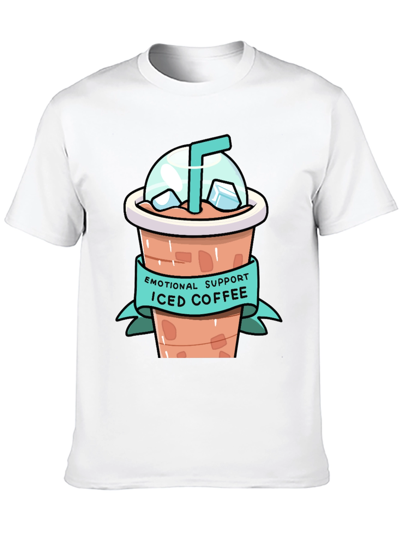 Black Emotional Support Iced Coffee Graphic T-Shirt view 10