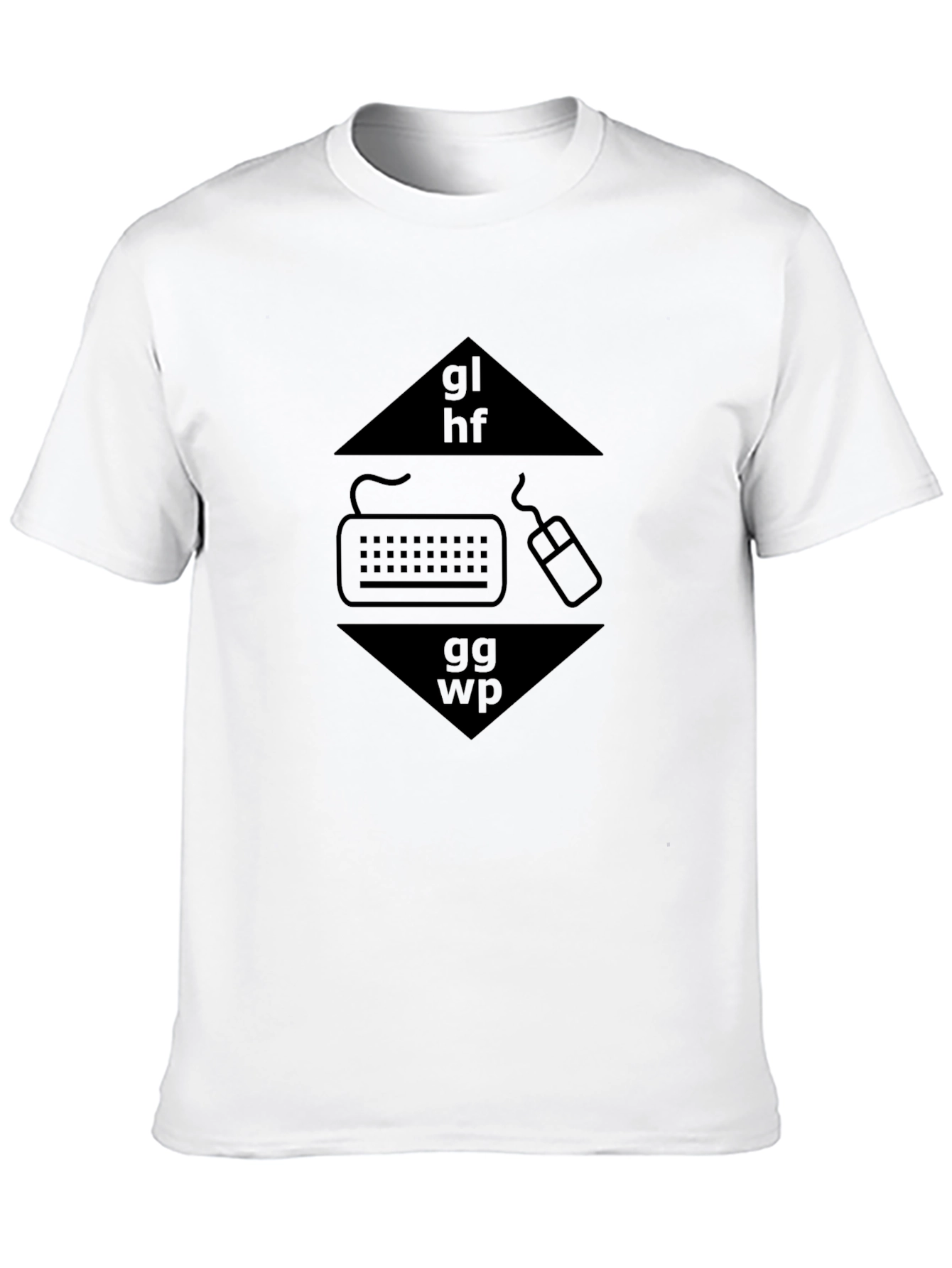 Black Gaming T-Shirt: GL HF GG WP Keyboard Mouse Design view 10