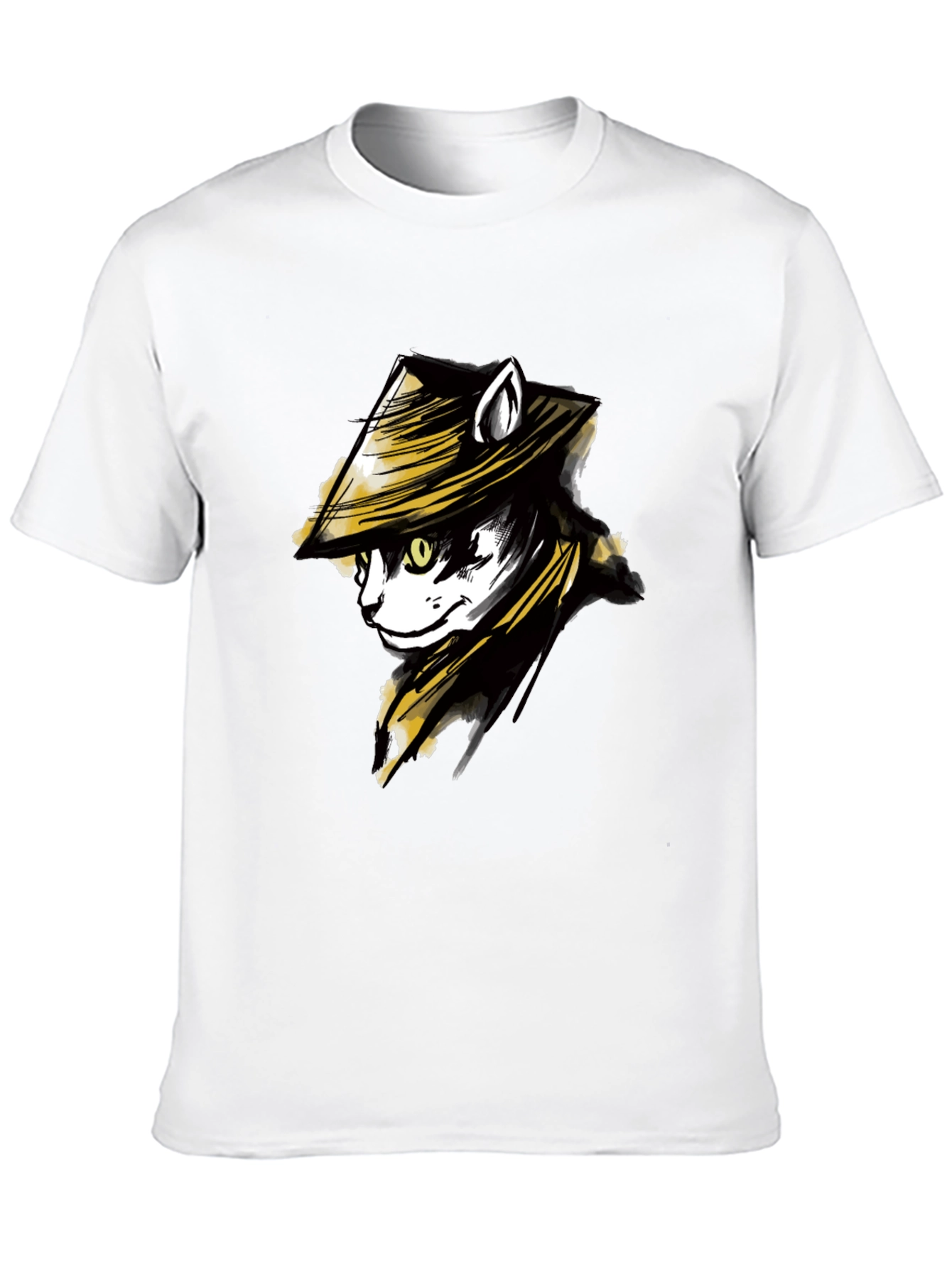 Black Black T-Shirt with Cat Samurai Graphic view 10