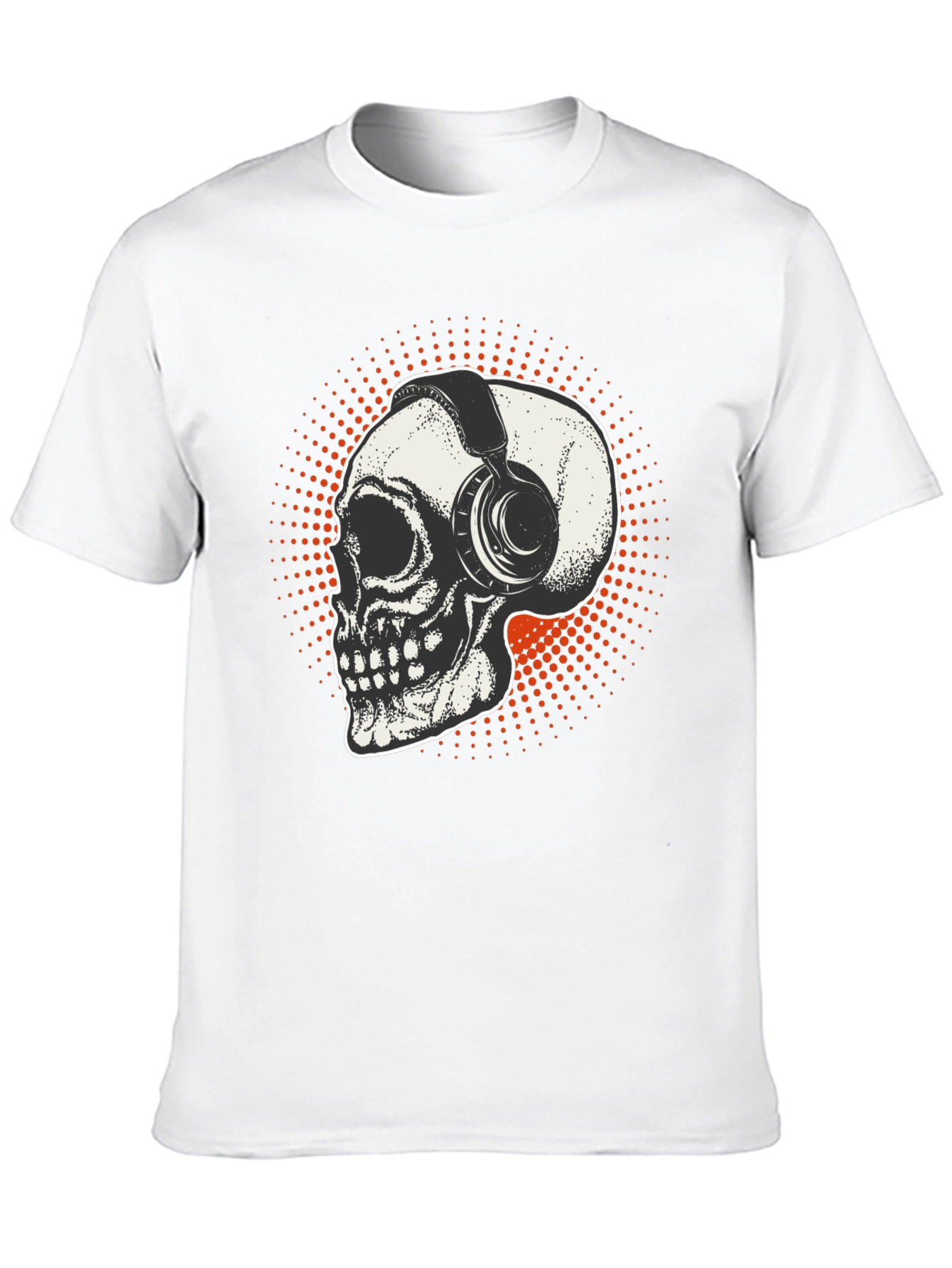 Black Skull & Headphones Graphic T-Shirt - Black view 10