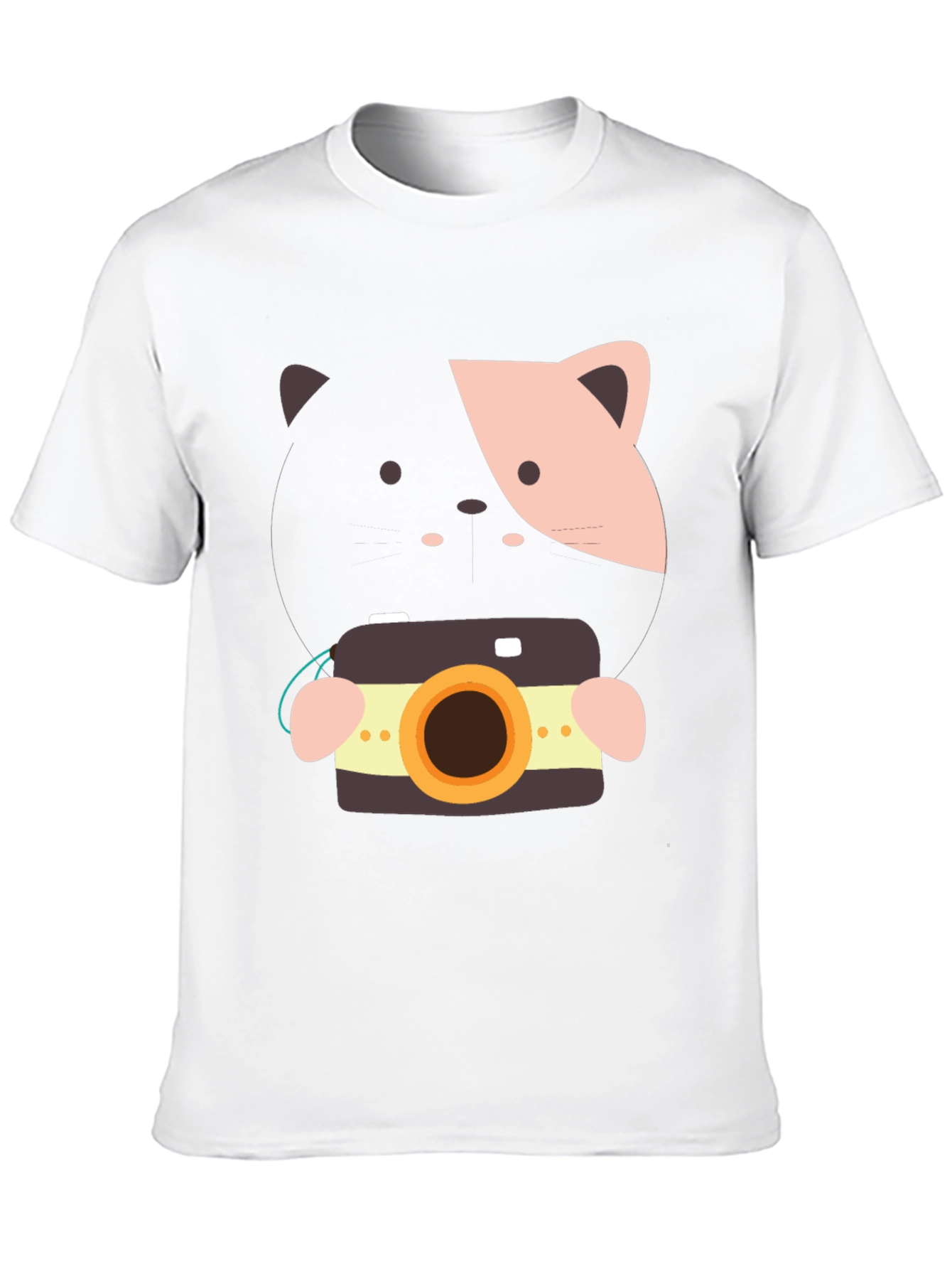 Black Cute Cat with Camera Graphic Tee - Soft Cotton Blend view 10