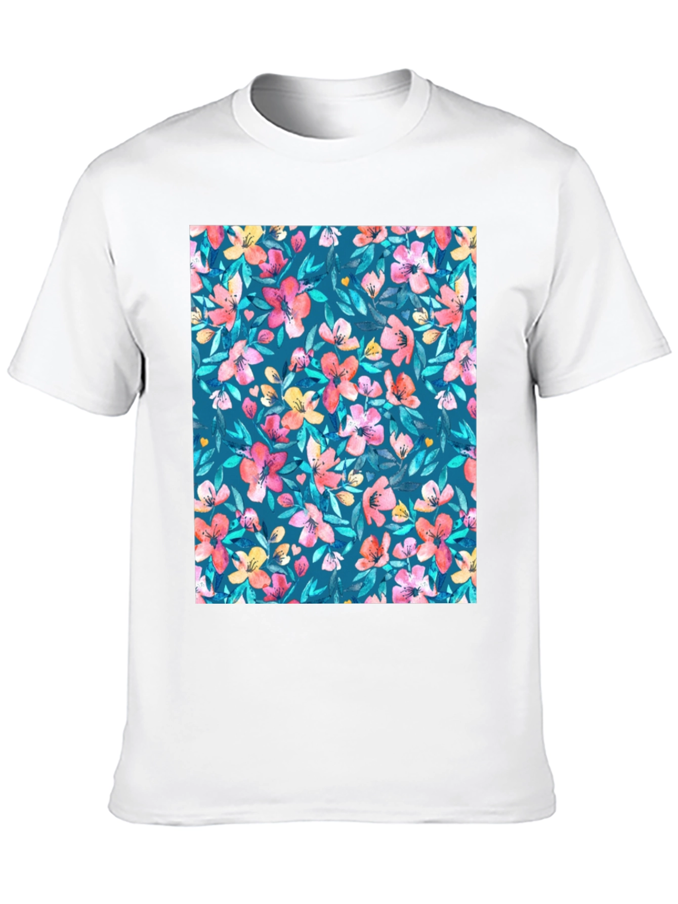 Black Floral Pattern T-Shirt: Vibrant & Stylish Casual Wear view 10