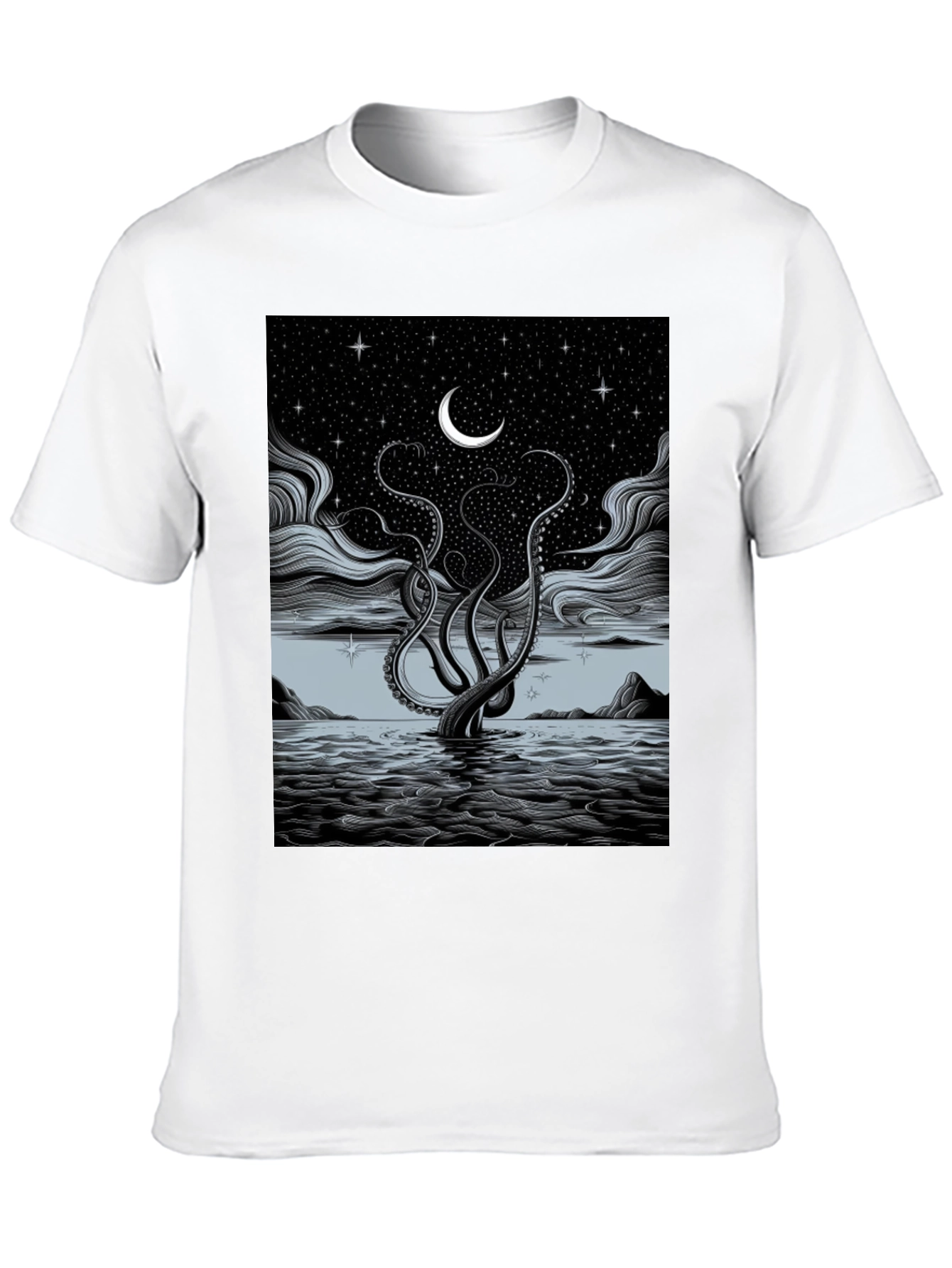 Black Mystic Kraken Tee - Dark Sea Design view 10