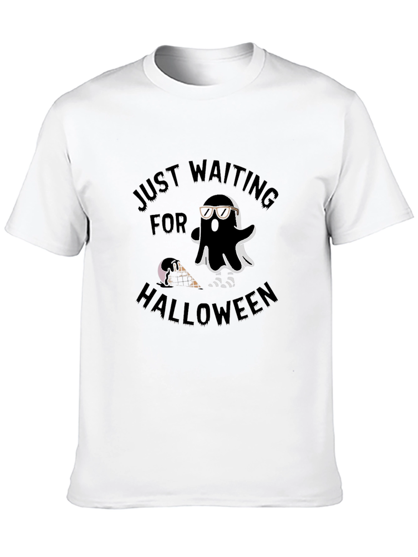 Black Just Waiting For Halloween Ghost T-Shirt view 10