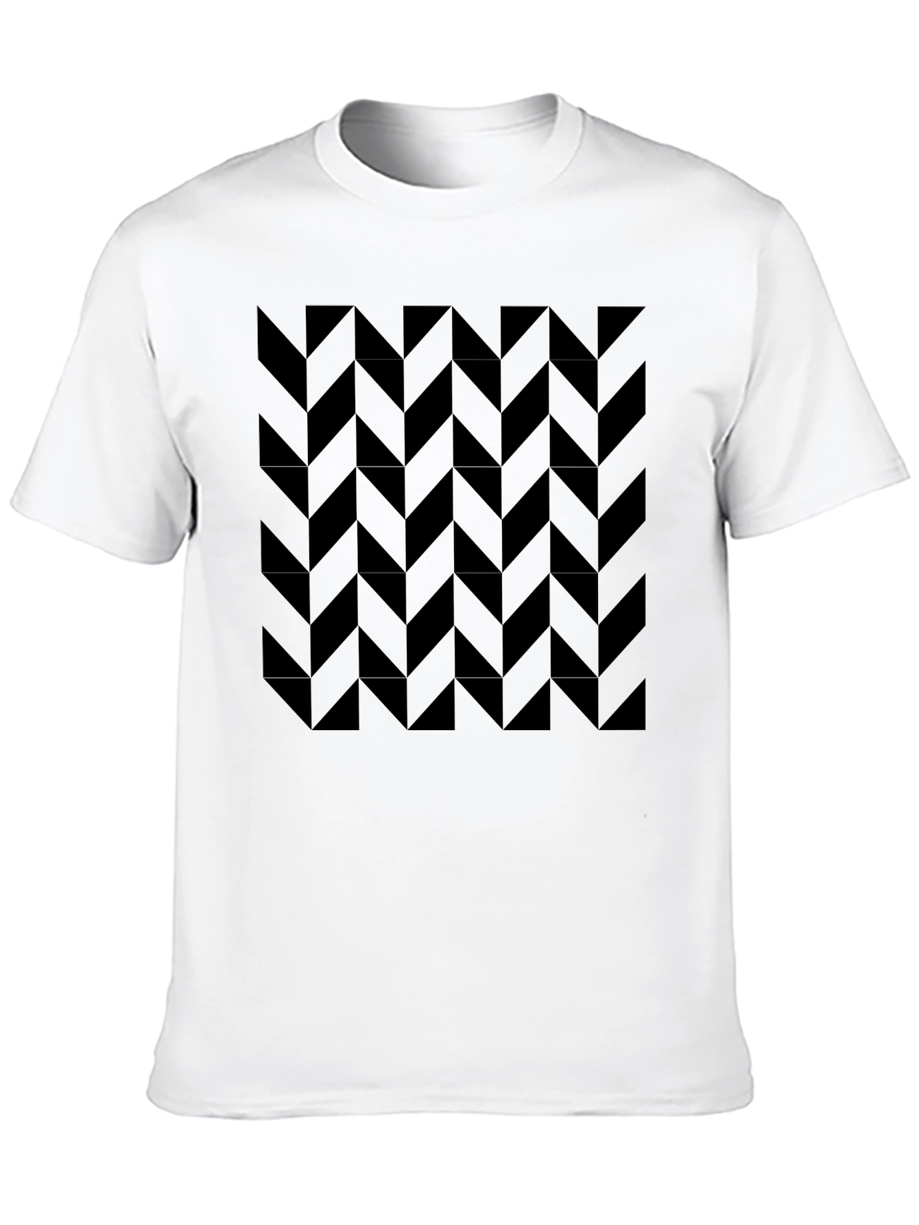 Black Modern Black Chevron Pattern T-Shirt view 10