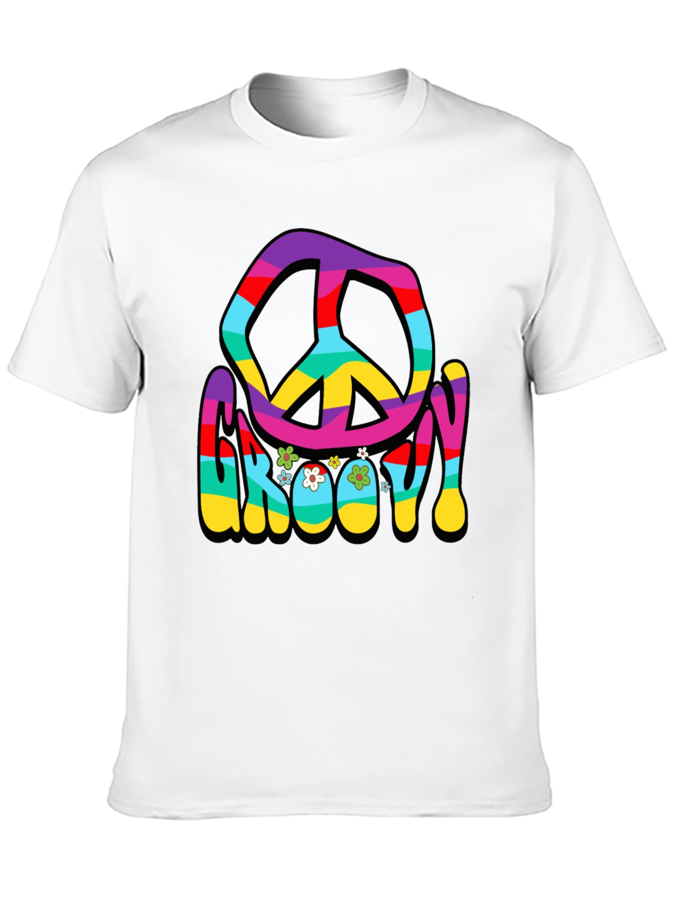 Black Groovy Peace Sign Graphic T-Shirt view 10