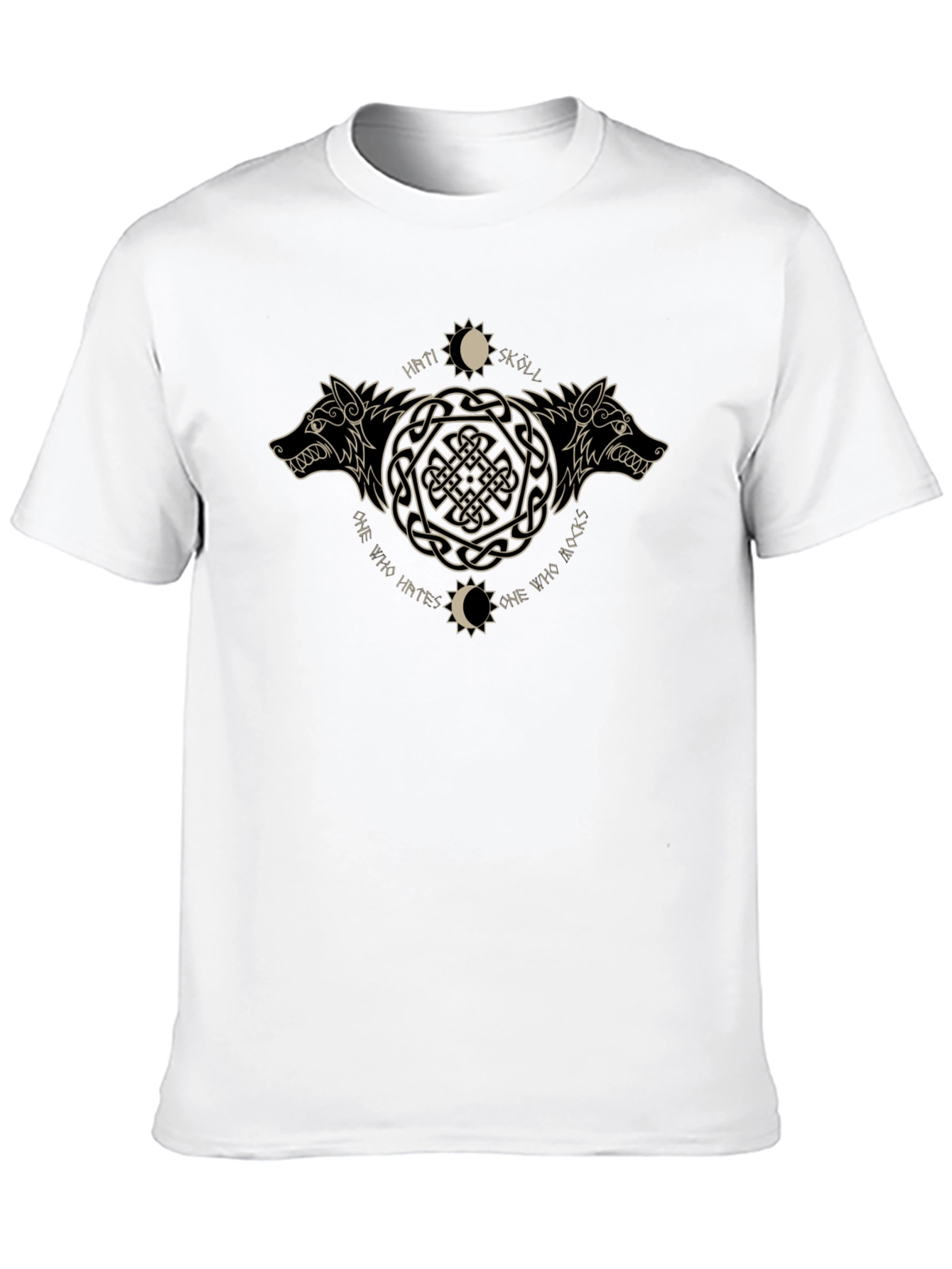 Black Norse Wolves Hati Skoll Graphic T-Shirt view 10
