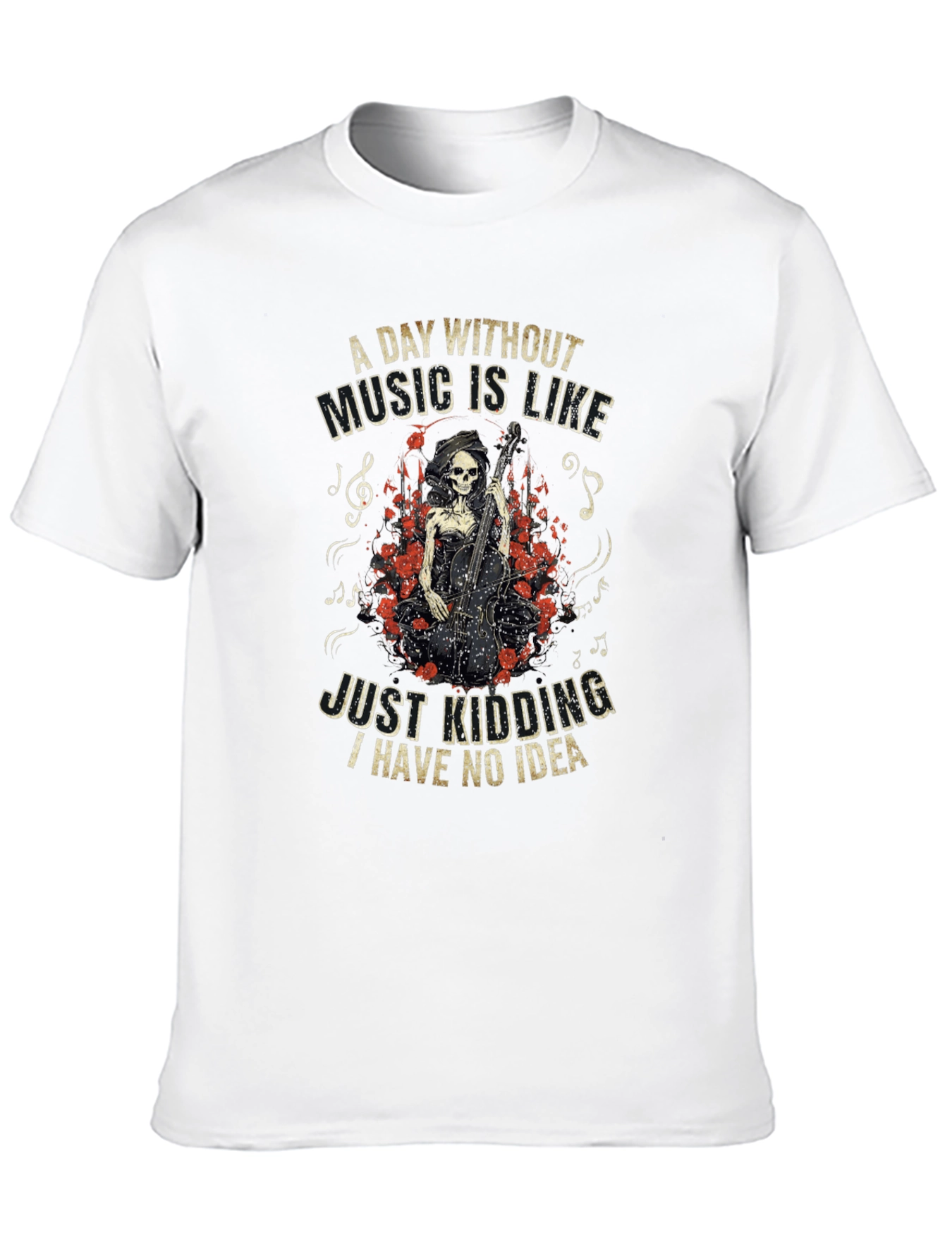 Black Music Lover T-Shirt - Grim Reaper Cello view 10