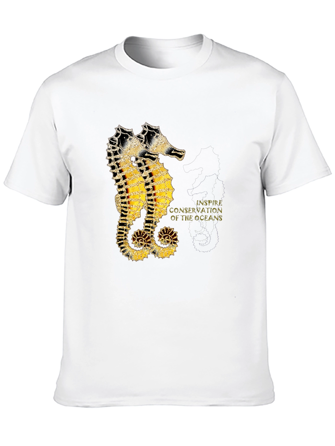 Black Seahorse Inspire Oceans Conservation Black T-Shirt view 10