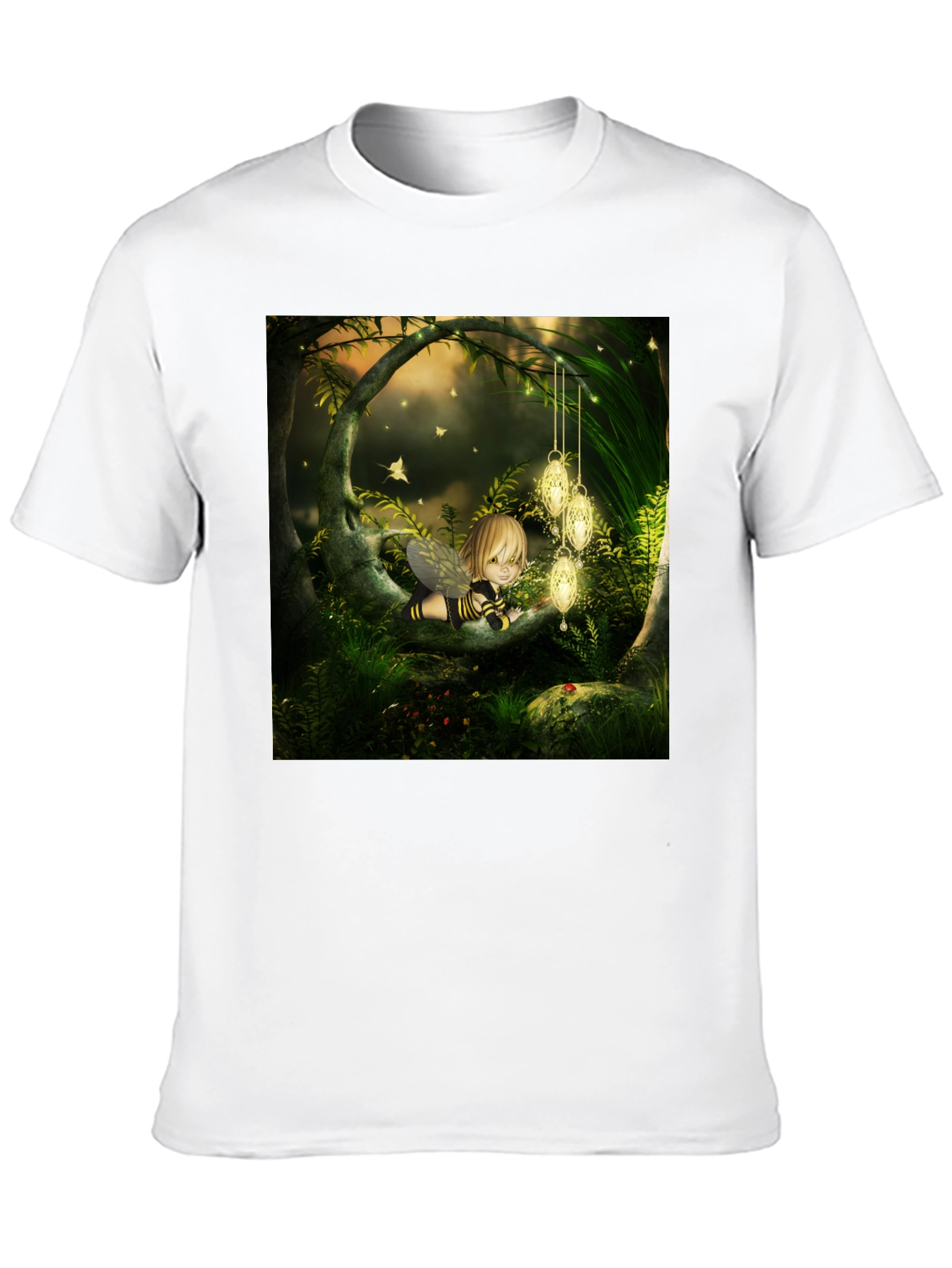 Black Fairy Tale Forest Graphic Tee - Black Cotton Blend view 10