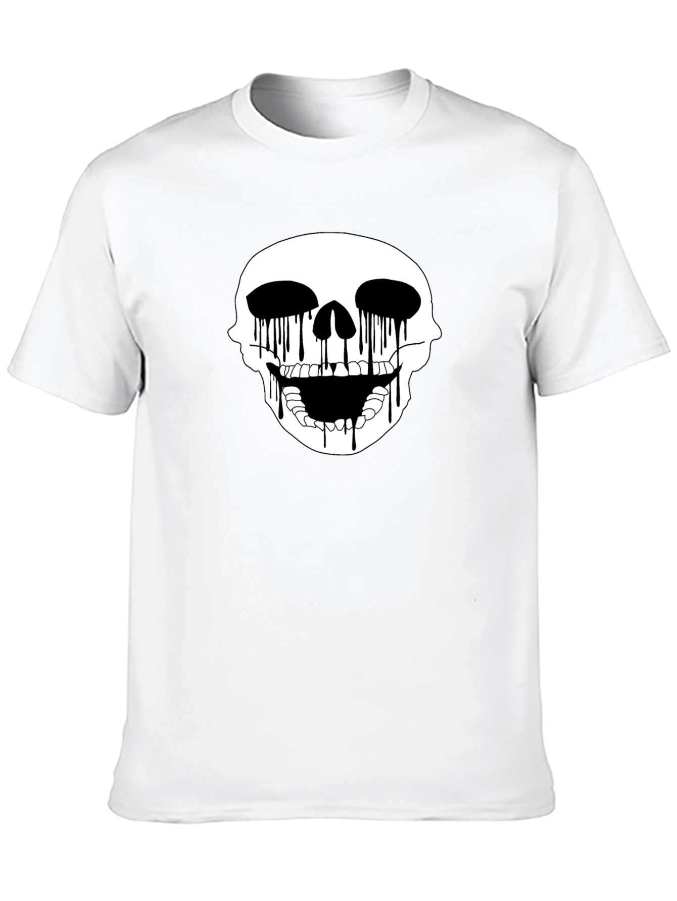 Black Skull Drip Graphic Tee - Edgy Black T-Shirt view 10