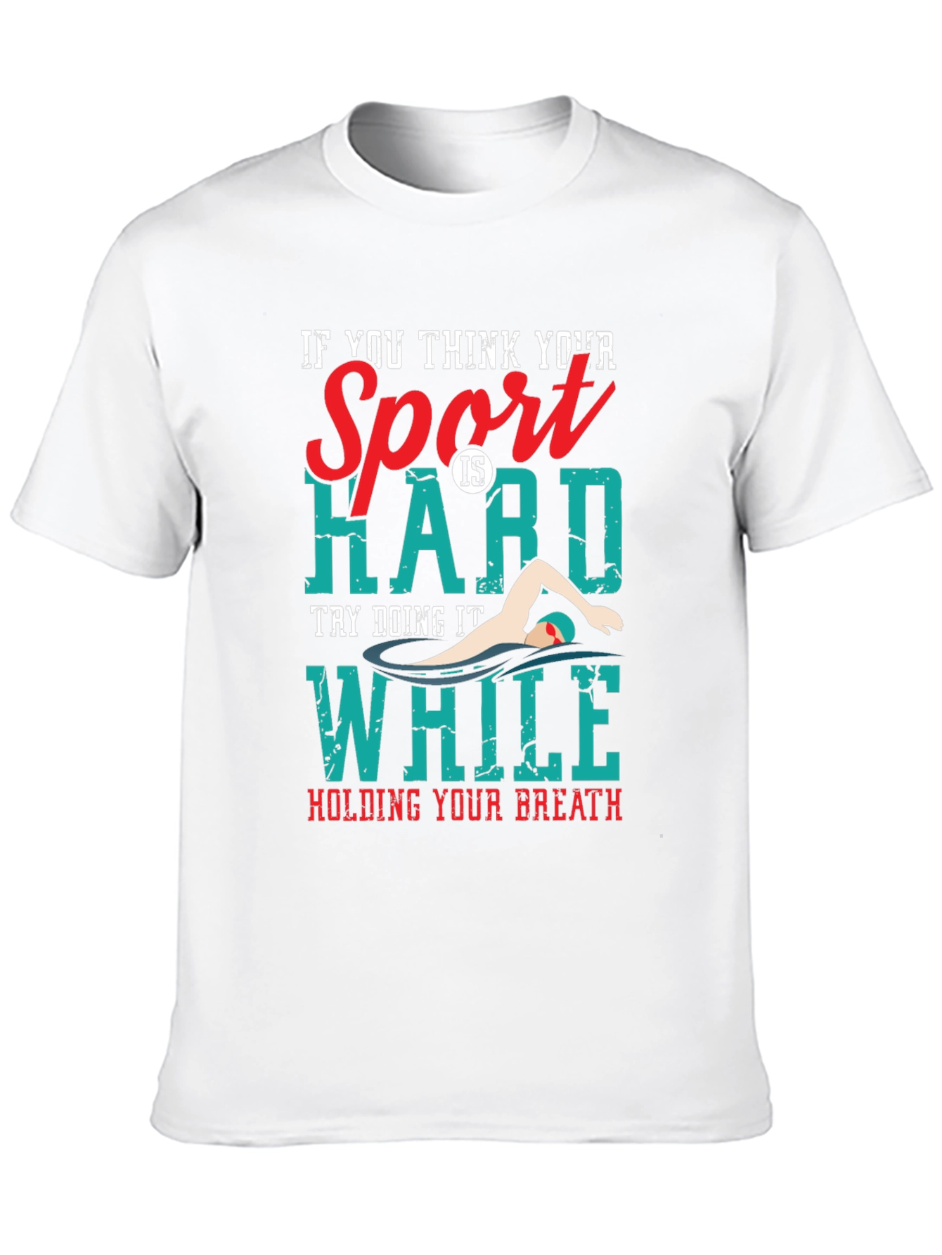 Black Funny Swimmer T-Shirt: Hard Sport, Hold Your Breath view 10