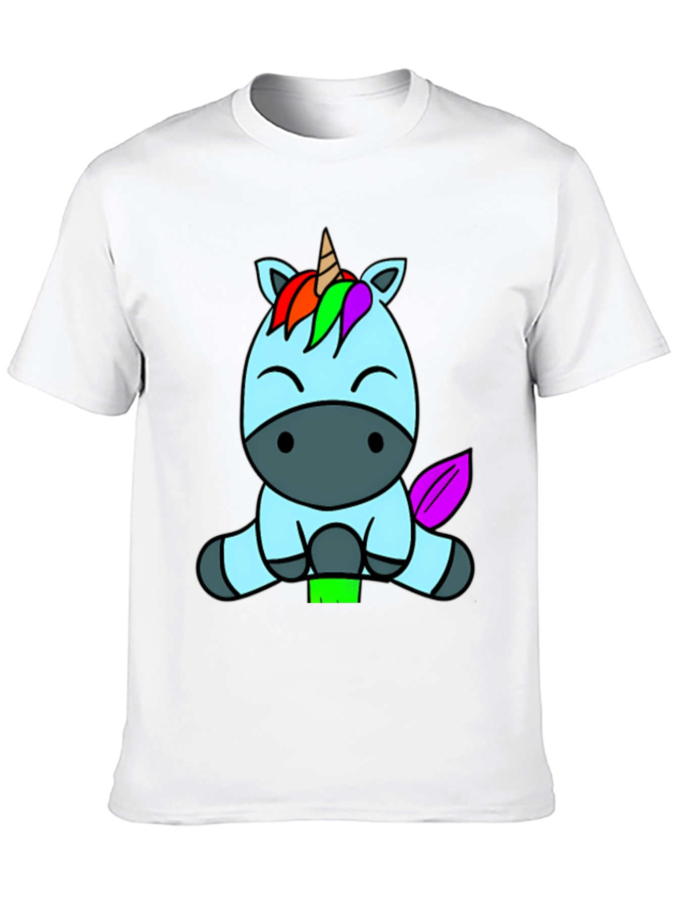 Black Cute Unicorn Graphic Tee - Black Cotton Blend Shirt view 10