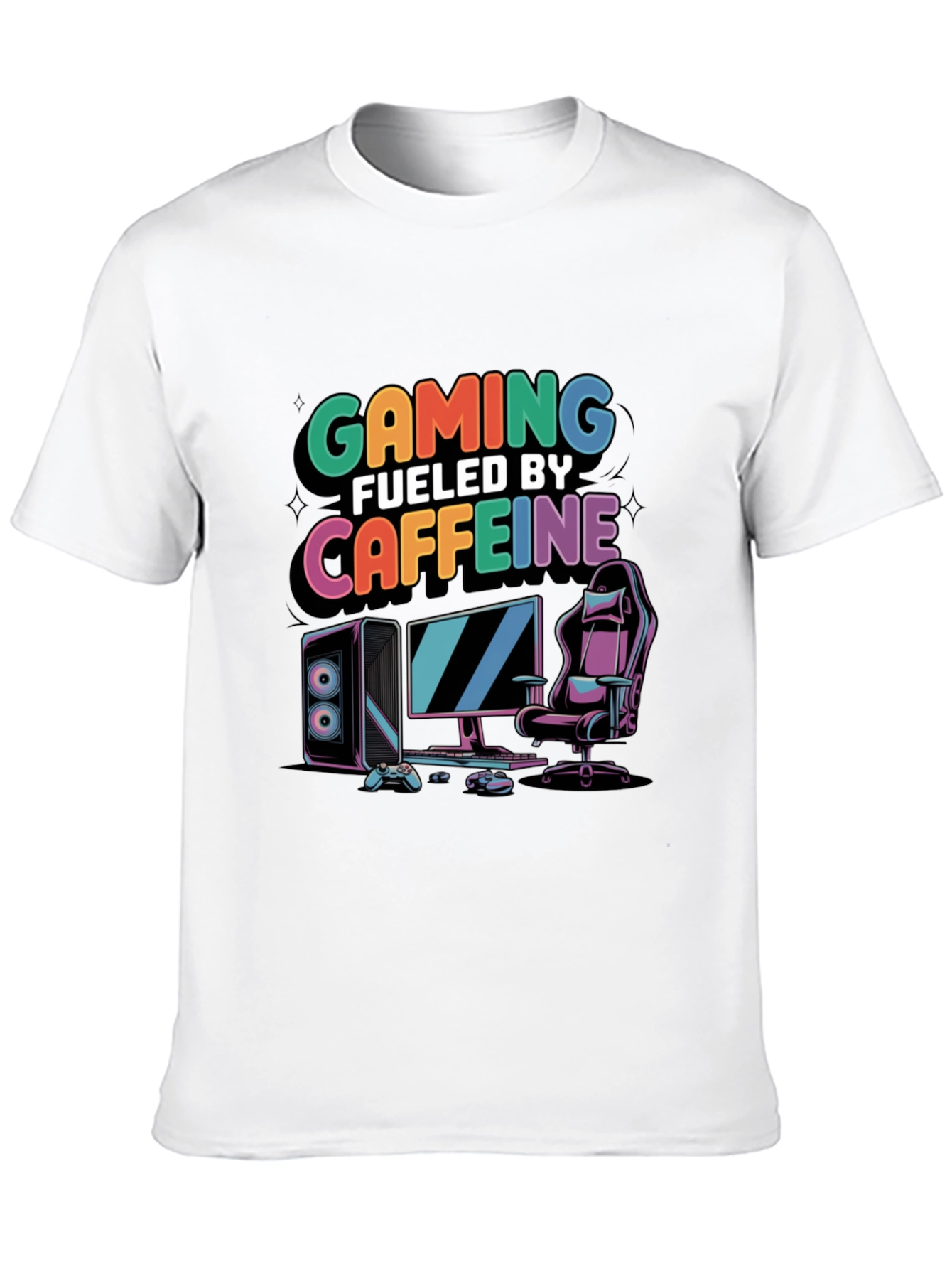 Black Gaming Fueled by Caffeine Black T-Shirt view 10