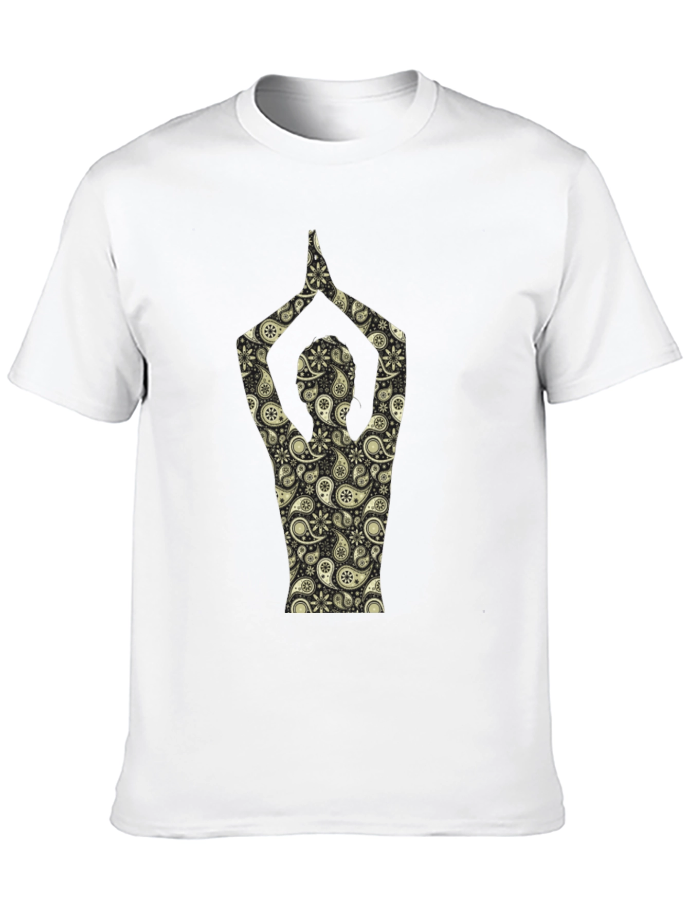 Black Paisley Yoga Pose T-Shirt - Black view 10