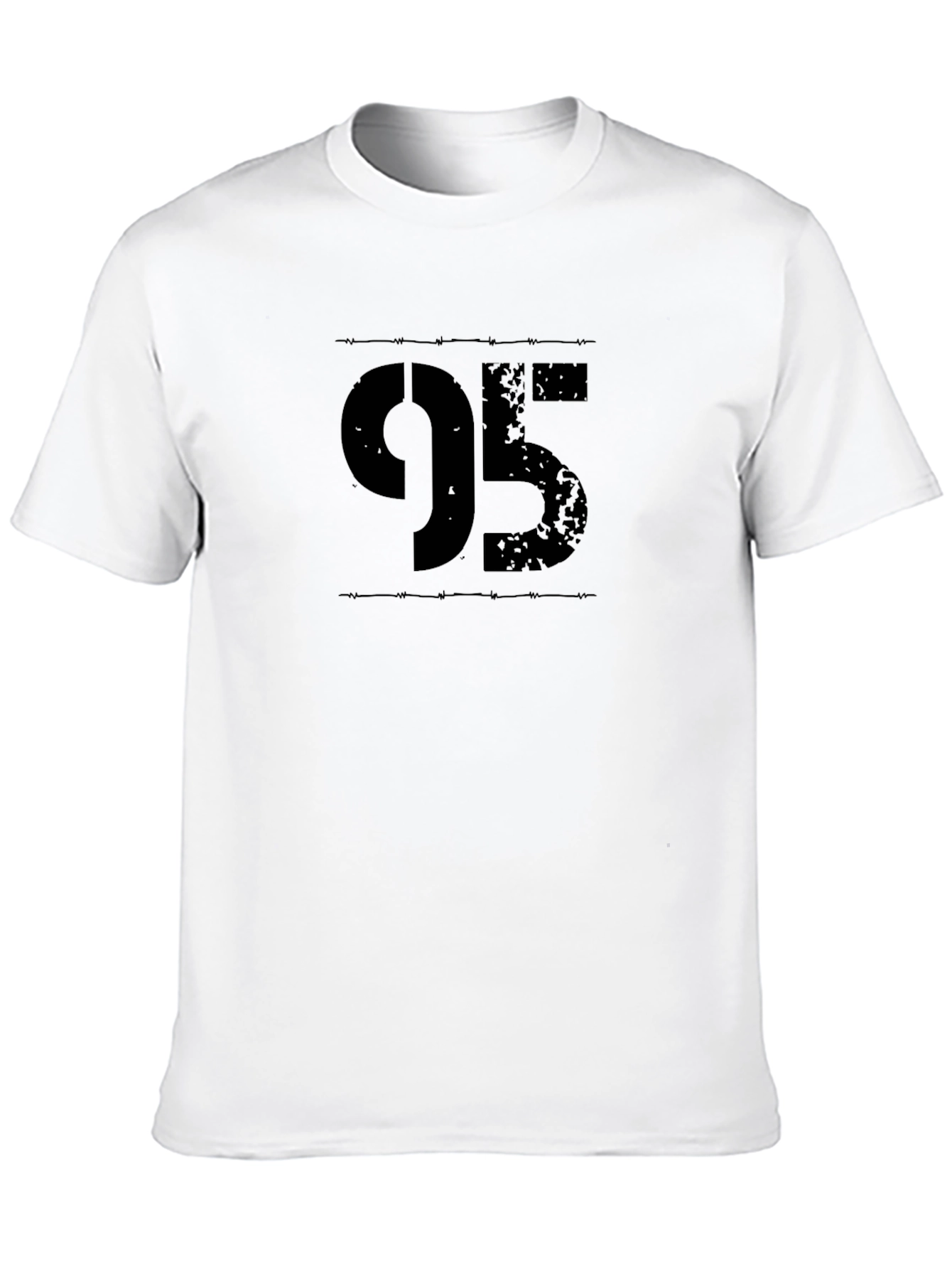 Black 95 Graphic Print T-Shirt - Distressed Number Tee view 10