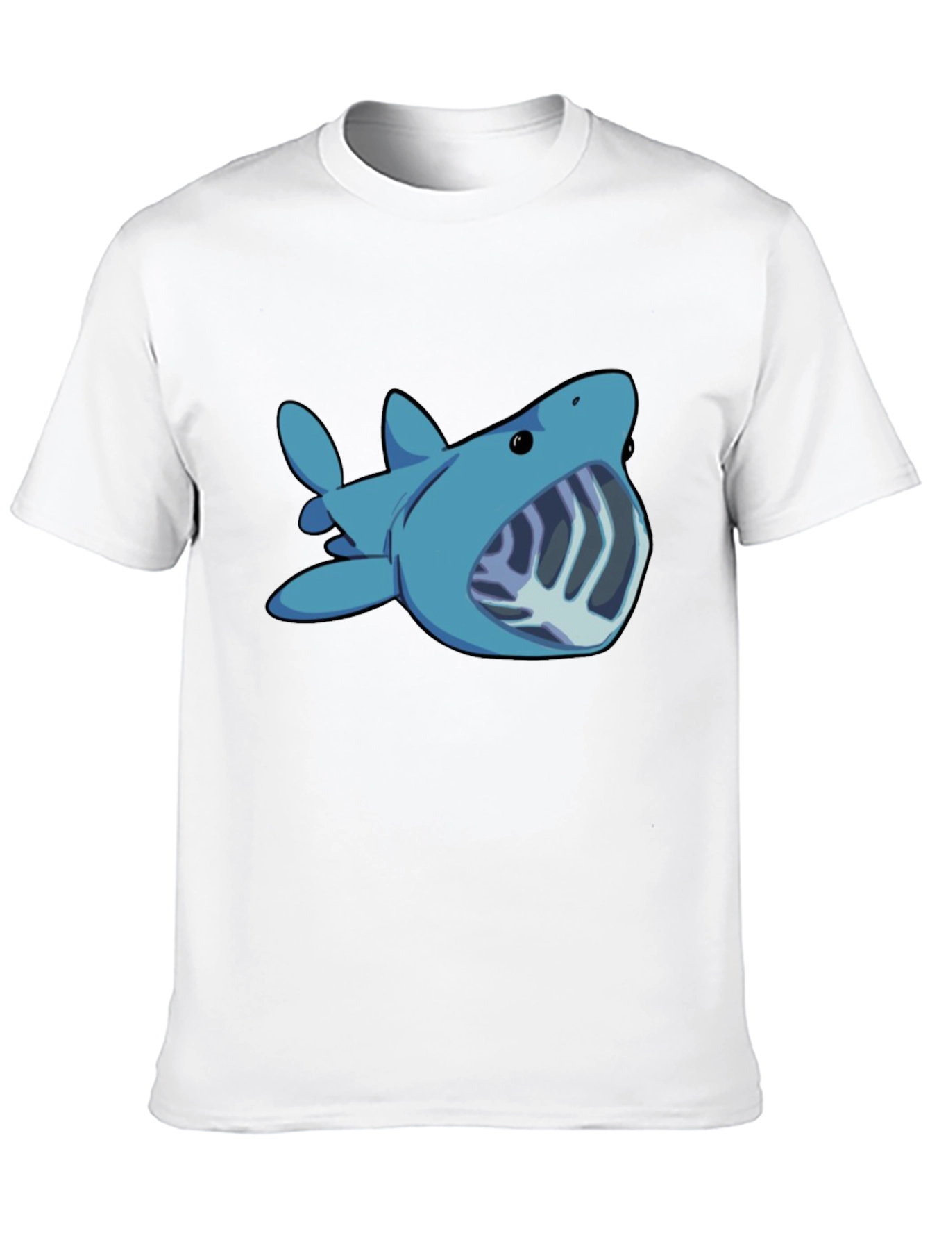 Black Cartoon Shark Graphic Tee - Black Unisex T-Shirt view 10