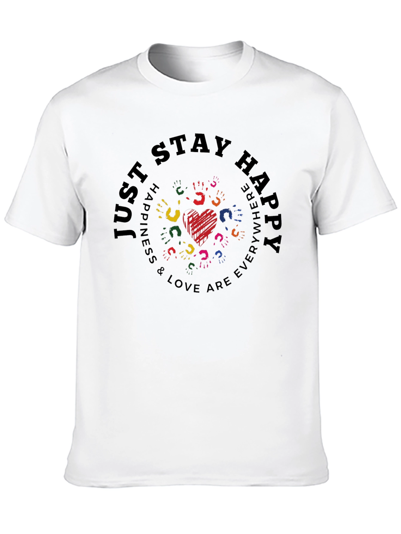 Black Stay Happy Graphic Tee - Unisex Black T-Shirt view 10