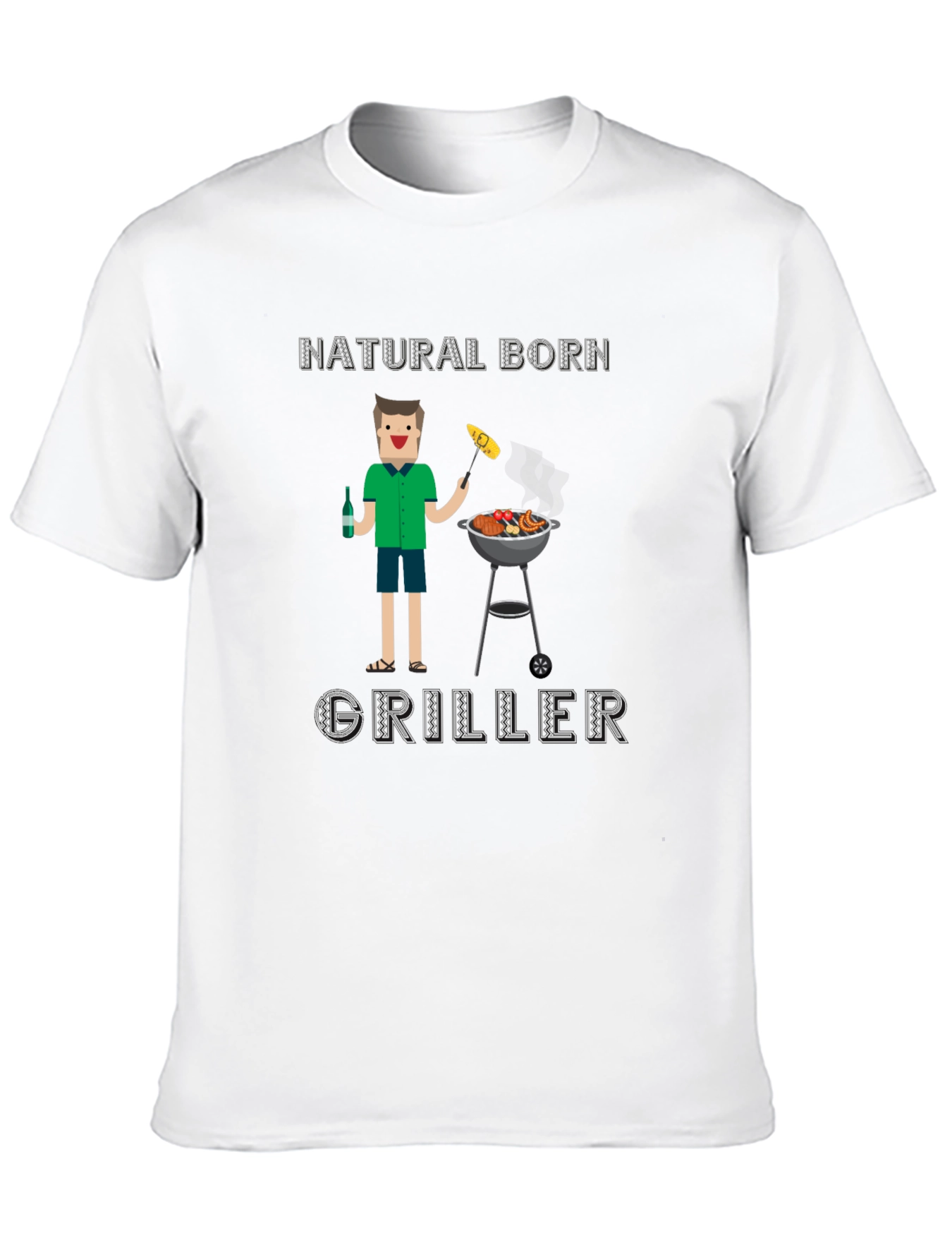 Black Natural Born Griller T-Shirt - BBQ Funny Tee view 10