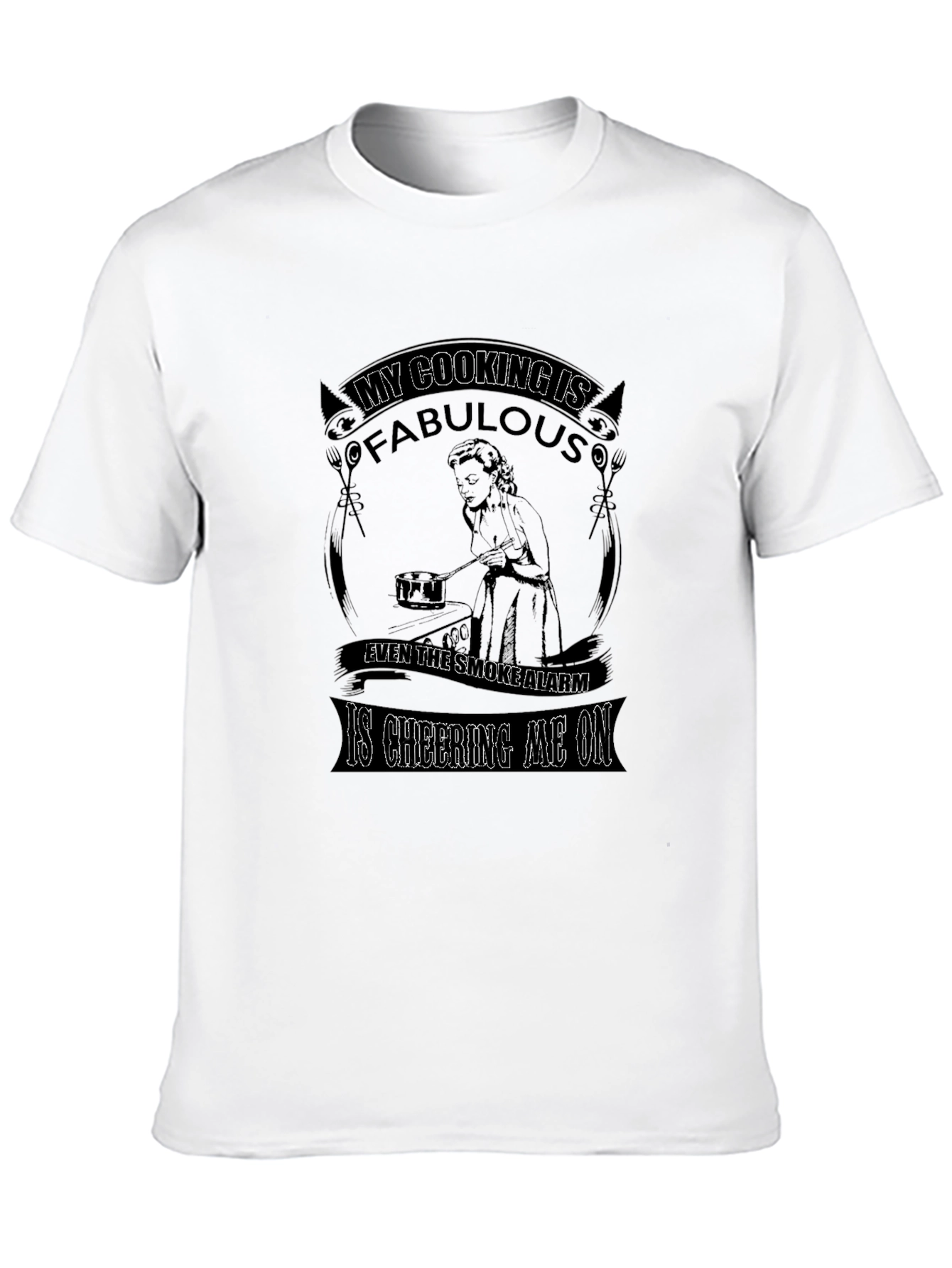 Black Funny Cooking T-Shirt - "My Cooking is Fabulous" view 10