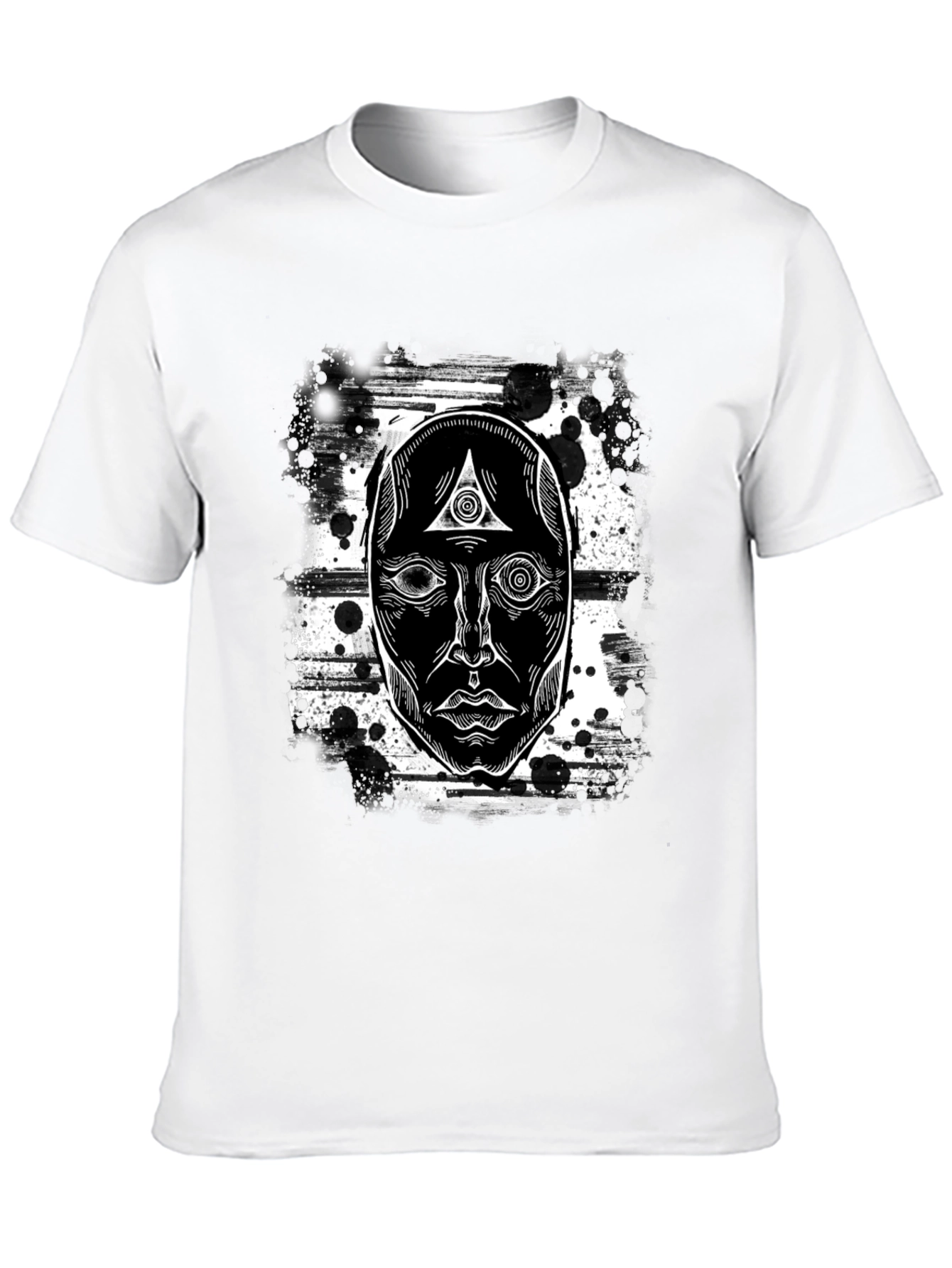Black Mystic Face Graphic Black T-Shirt - Unique Design view 10