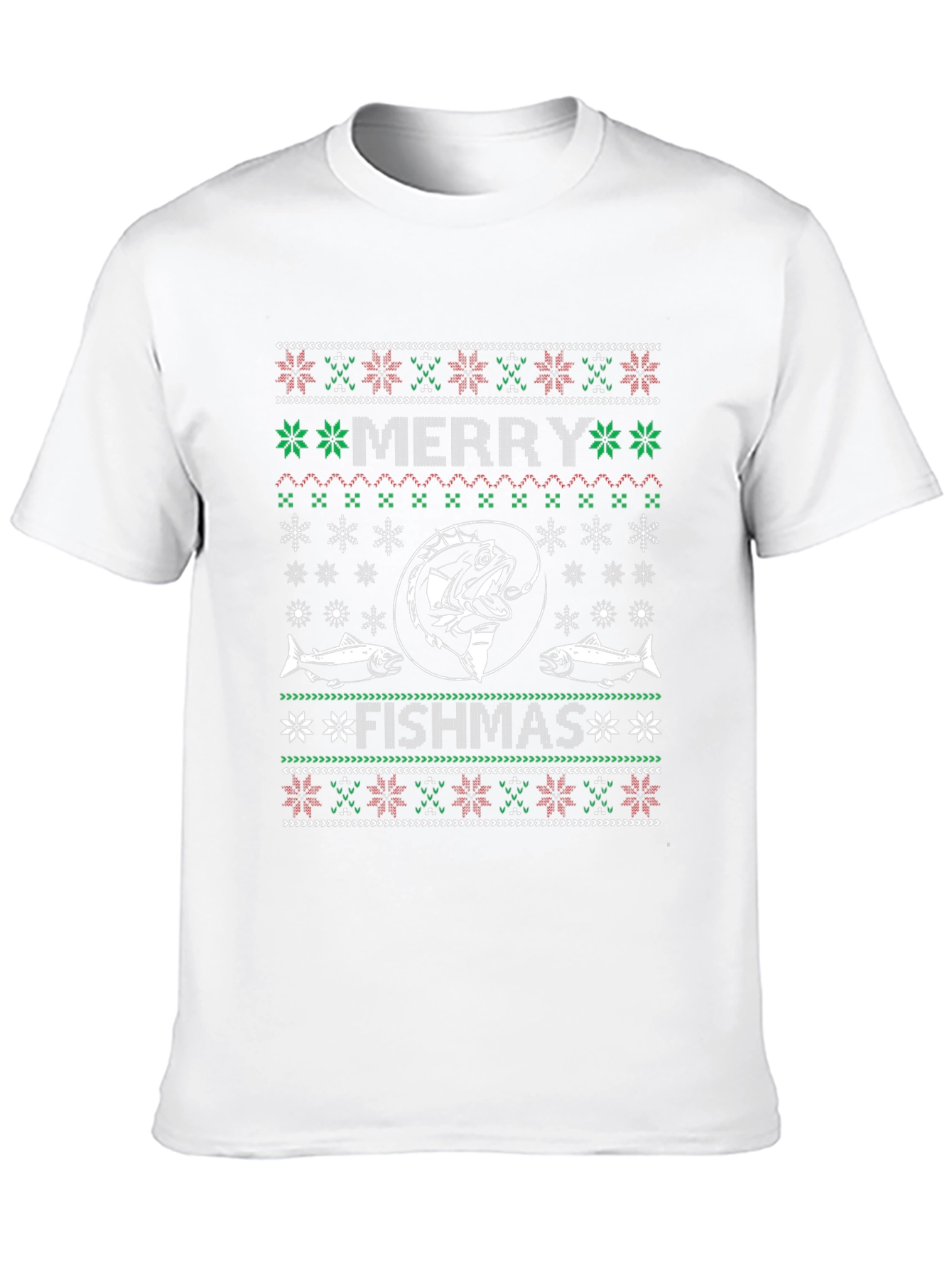 Black Merry Fishmas T-Shirt - Ugly Christmas Sweater Style view 10