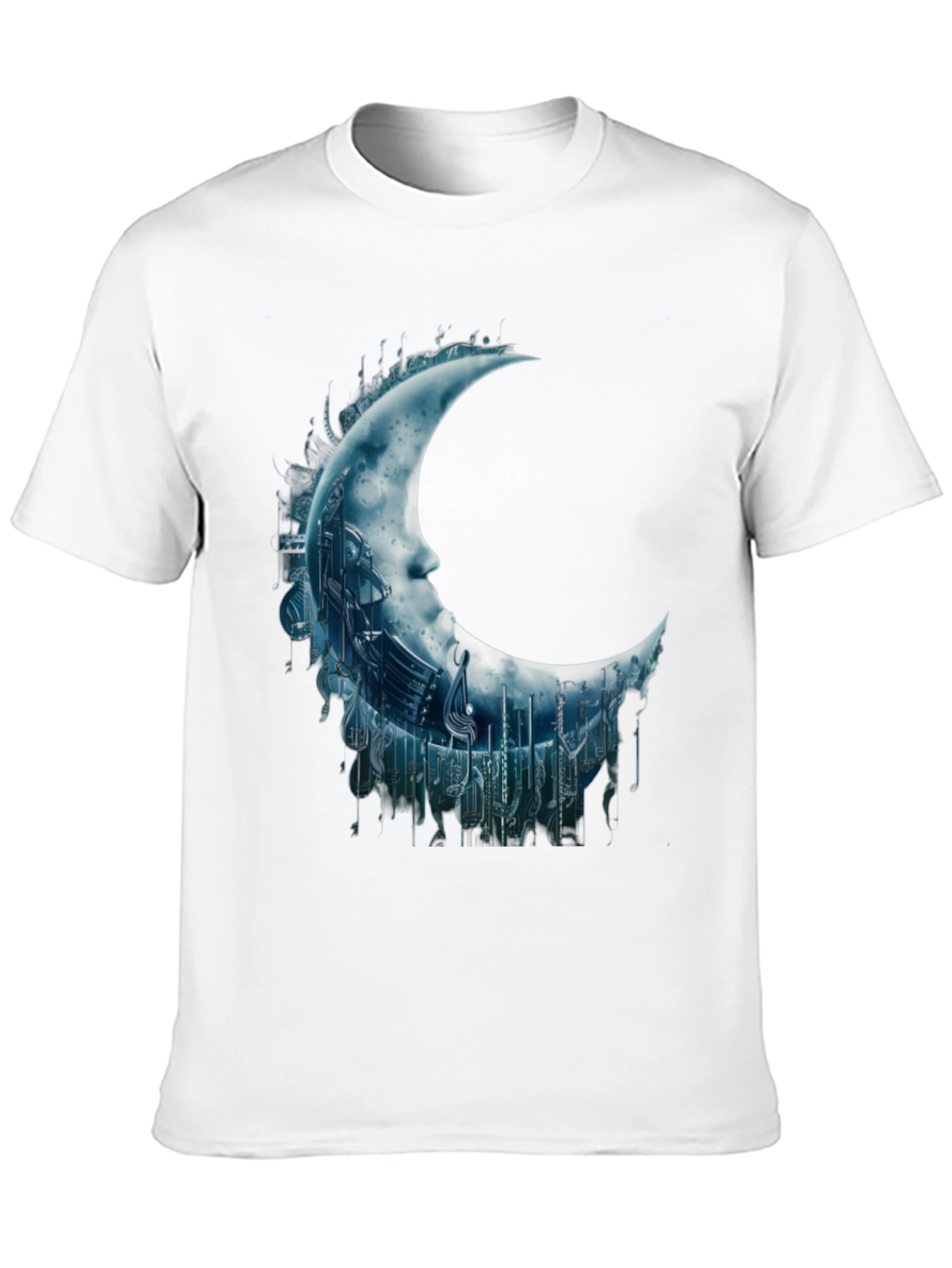 Black Crescent Moon Music Note Graphic Tee - Black view 10