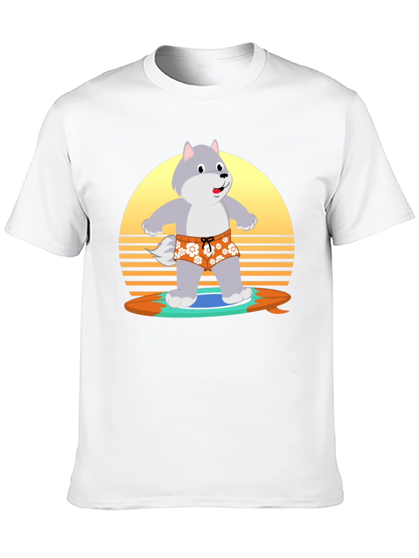 Black Surfing Wolf T-Shirt: Retro Style view 10