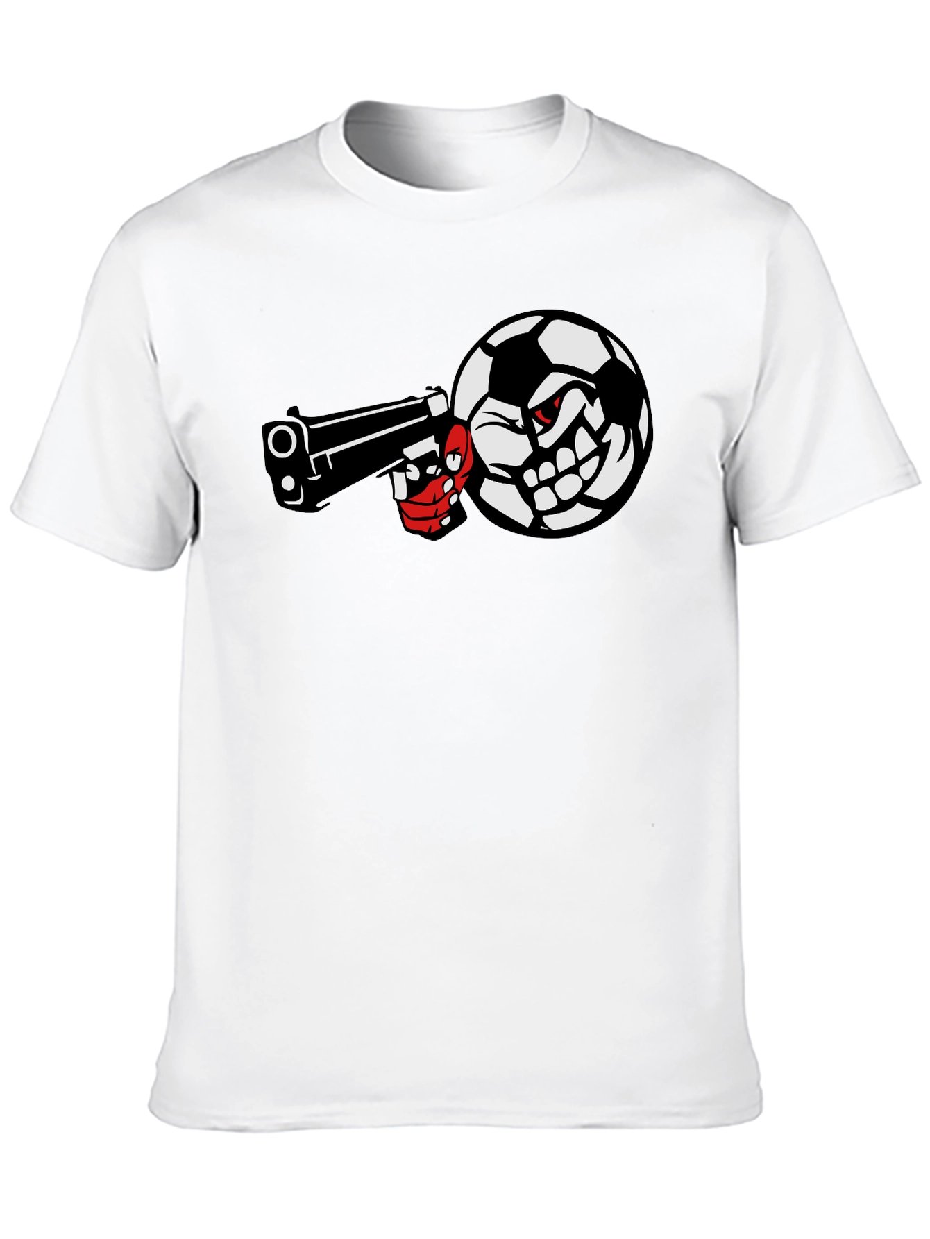 Black Soccer Ball Pistol Black Graphic Tee view 10