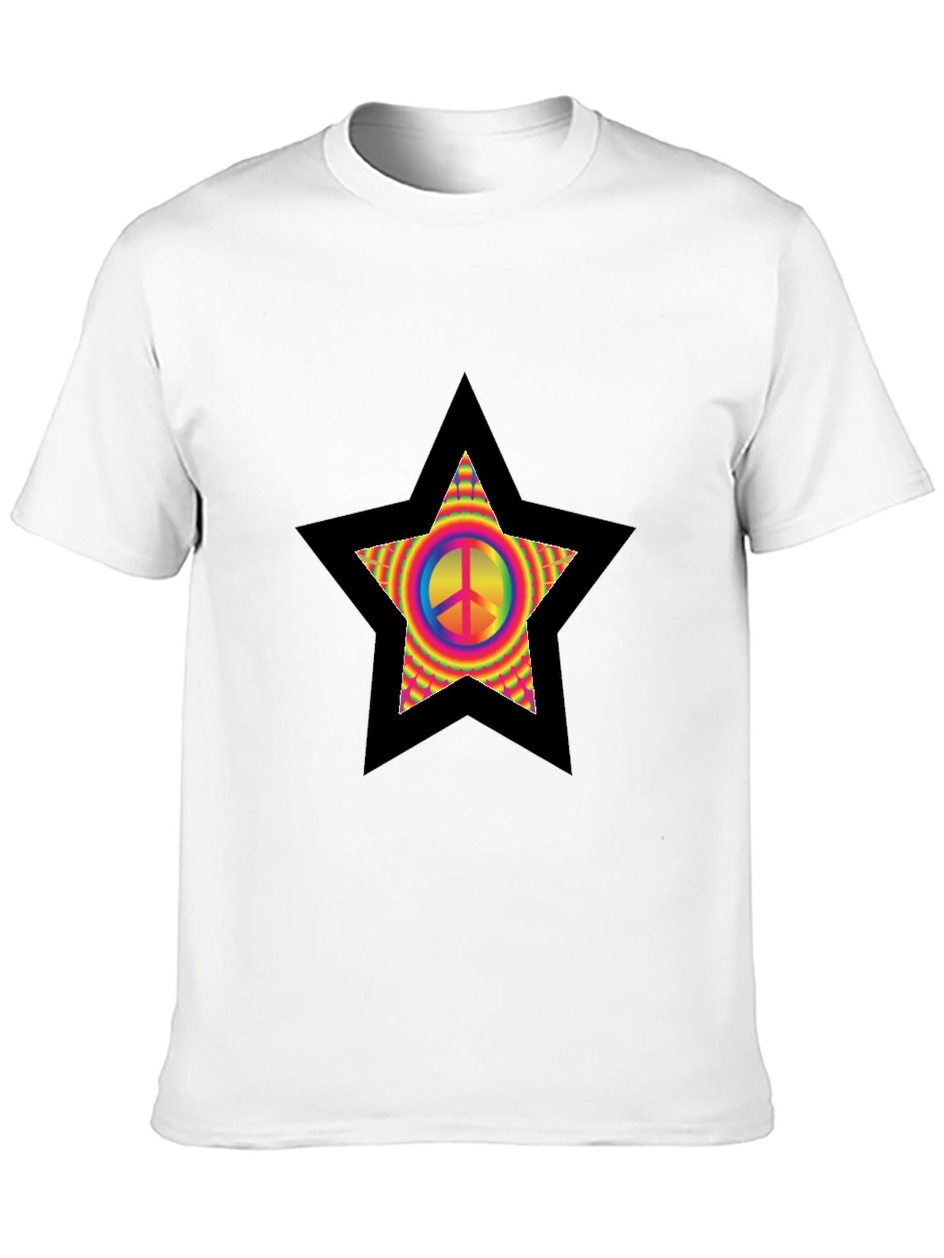 Black Peace Star T-Shirt - Retro Hippie Style view 10
