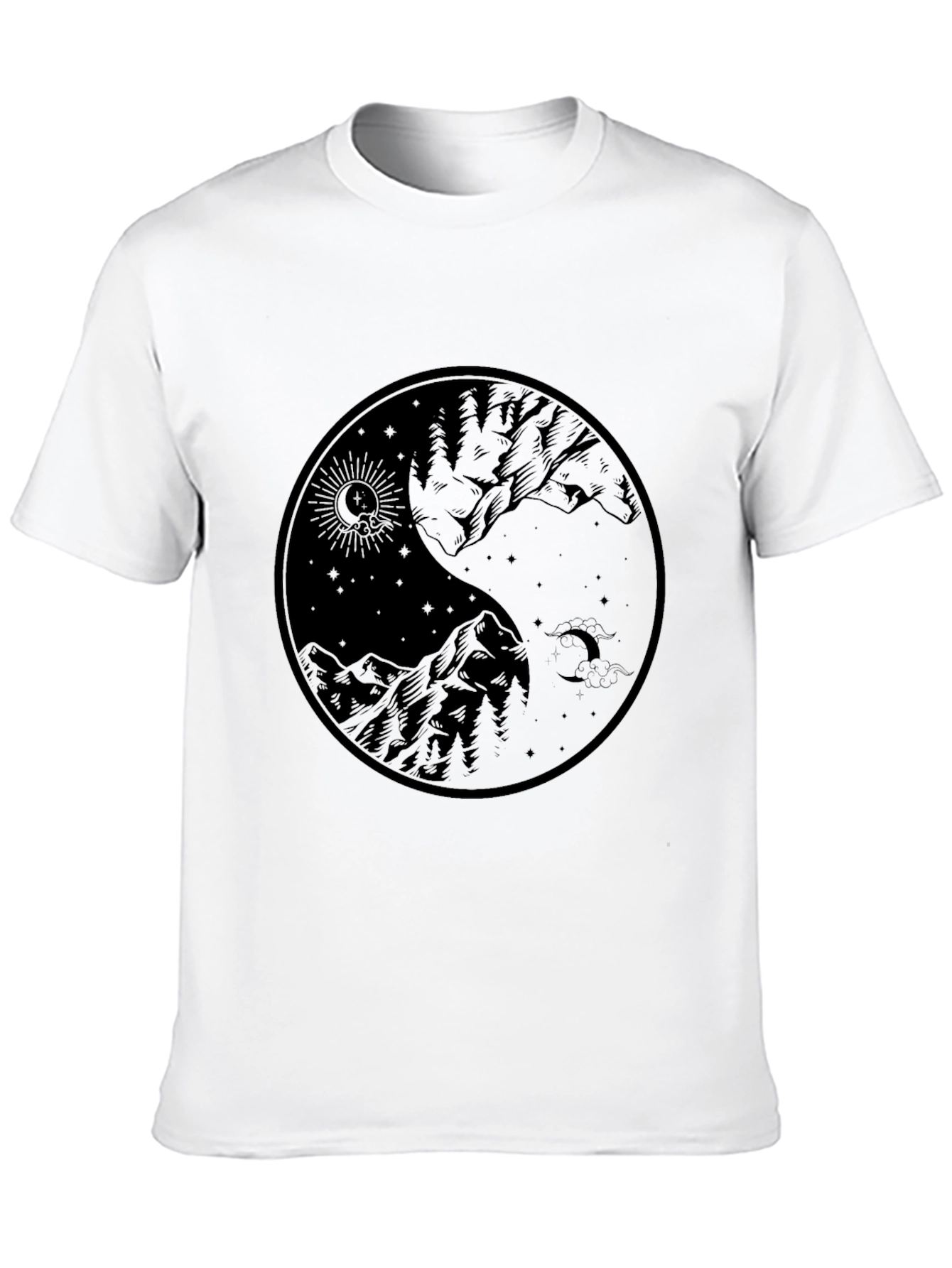 Black Yin Yang Mountain Graphic Tee - Black view 10