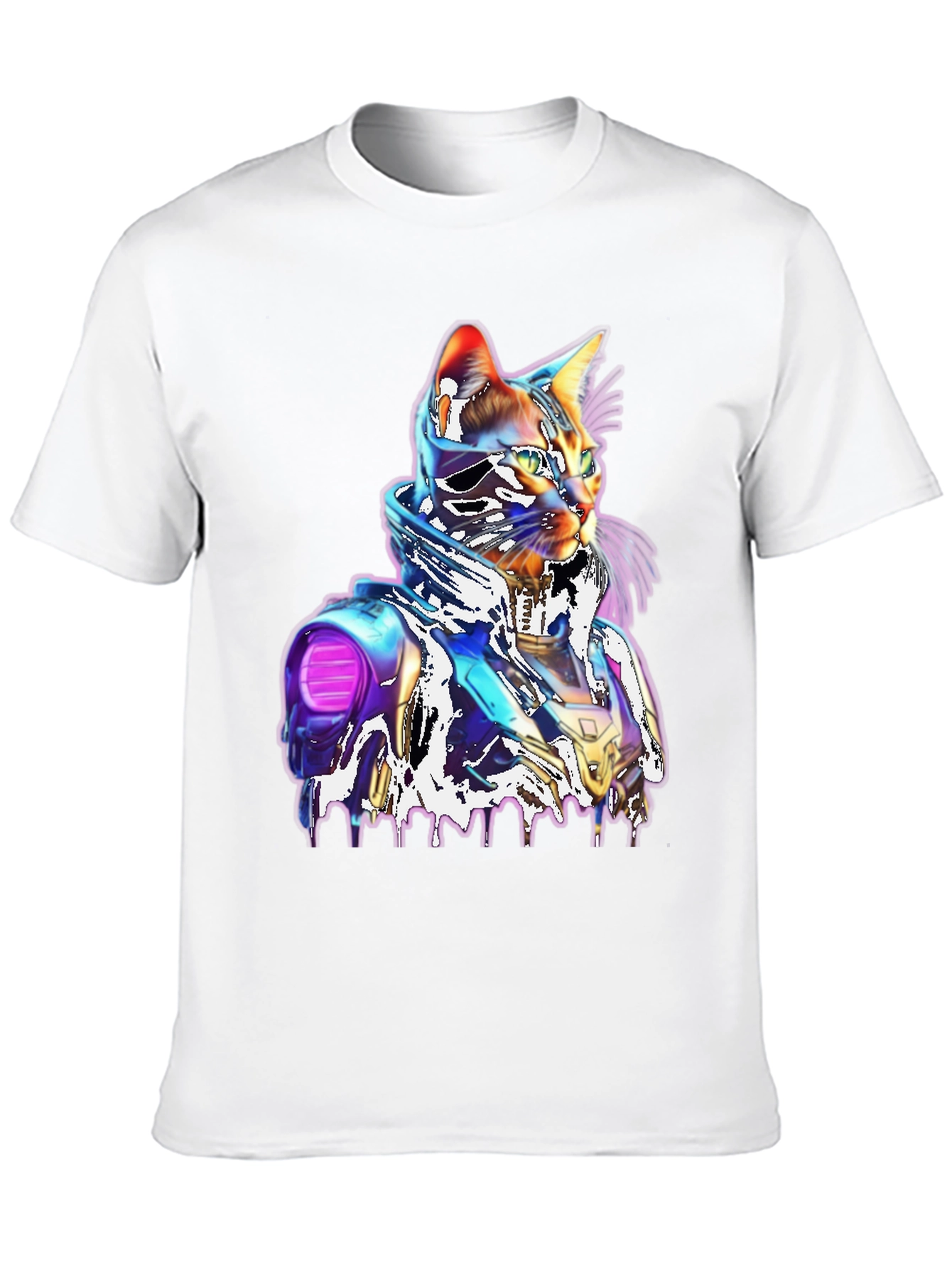 Black Cyberpunk Cat T-Shirt - Unique Futuristic Style view 10