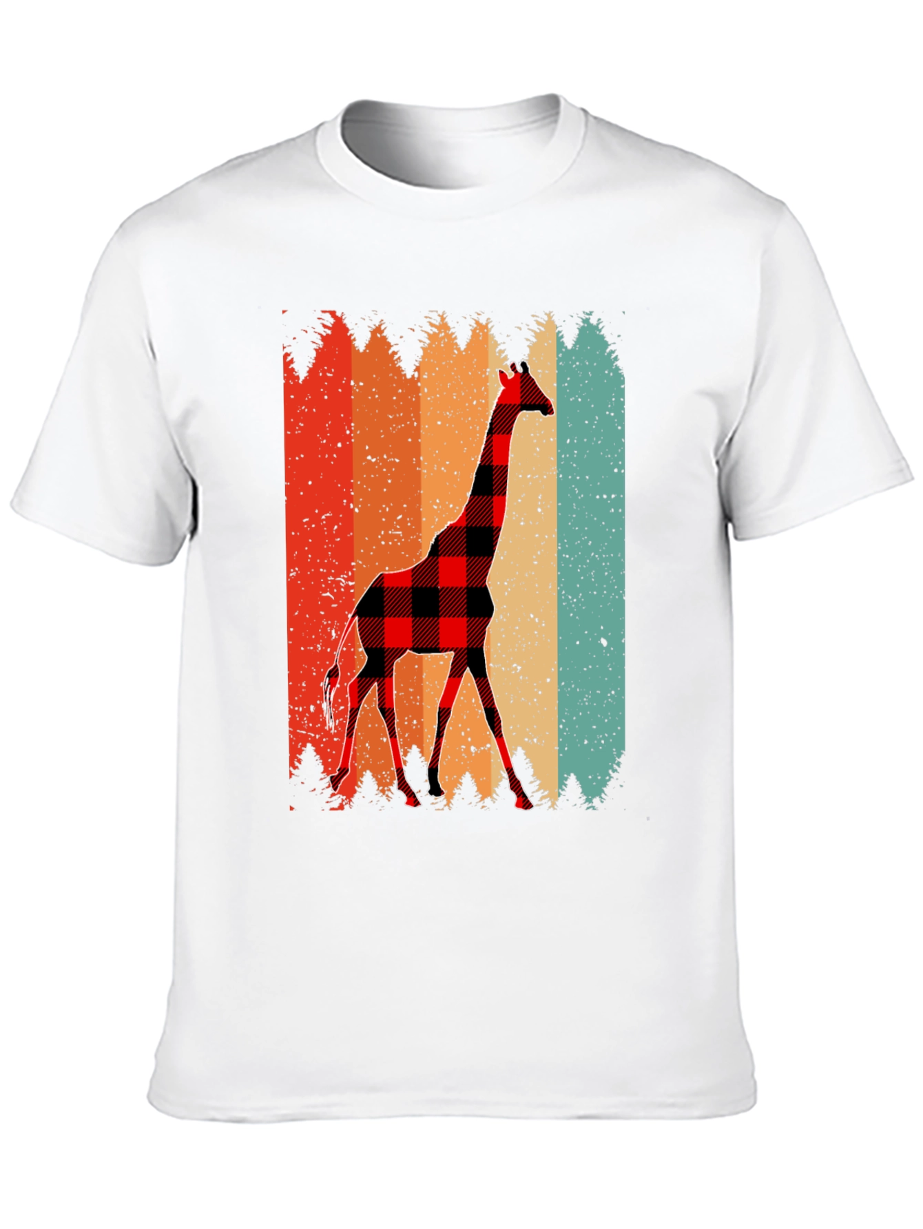 Black Buffalo Plaid Giraffe Men's T-Shirt view 10