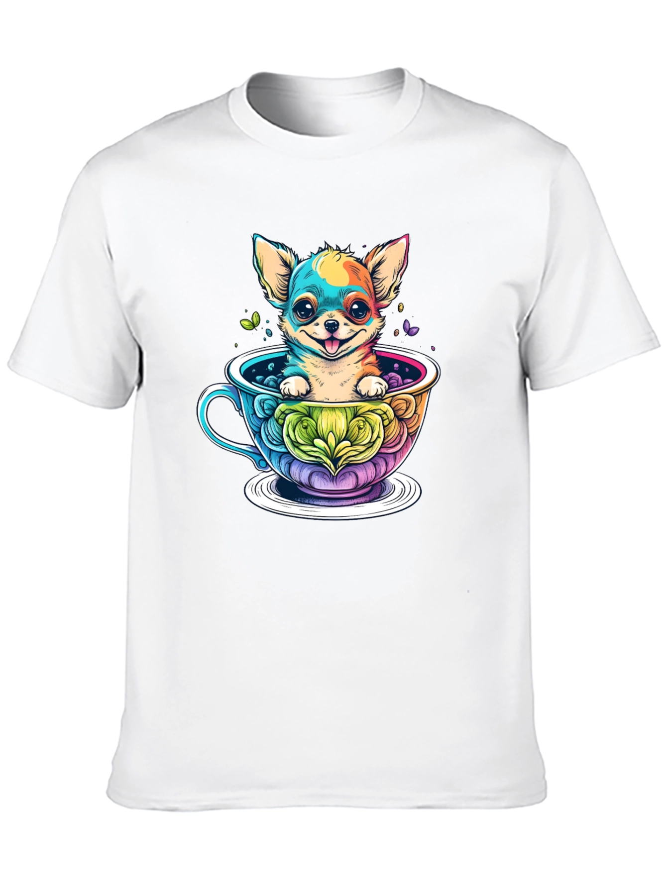 Black Chihuahua in Teacup Graphic Black T-Shirt view 10